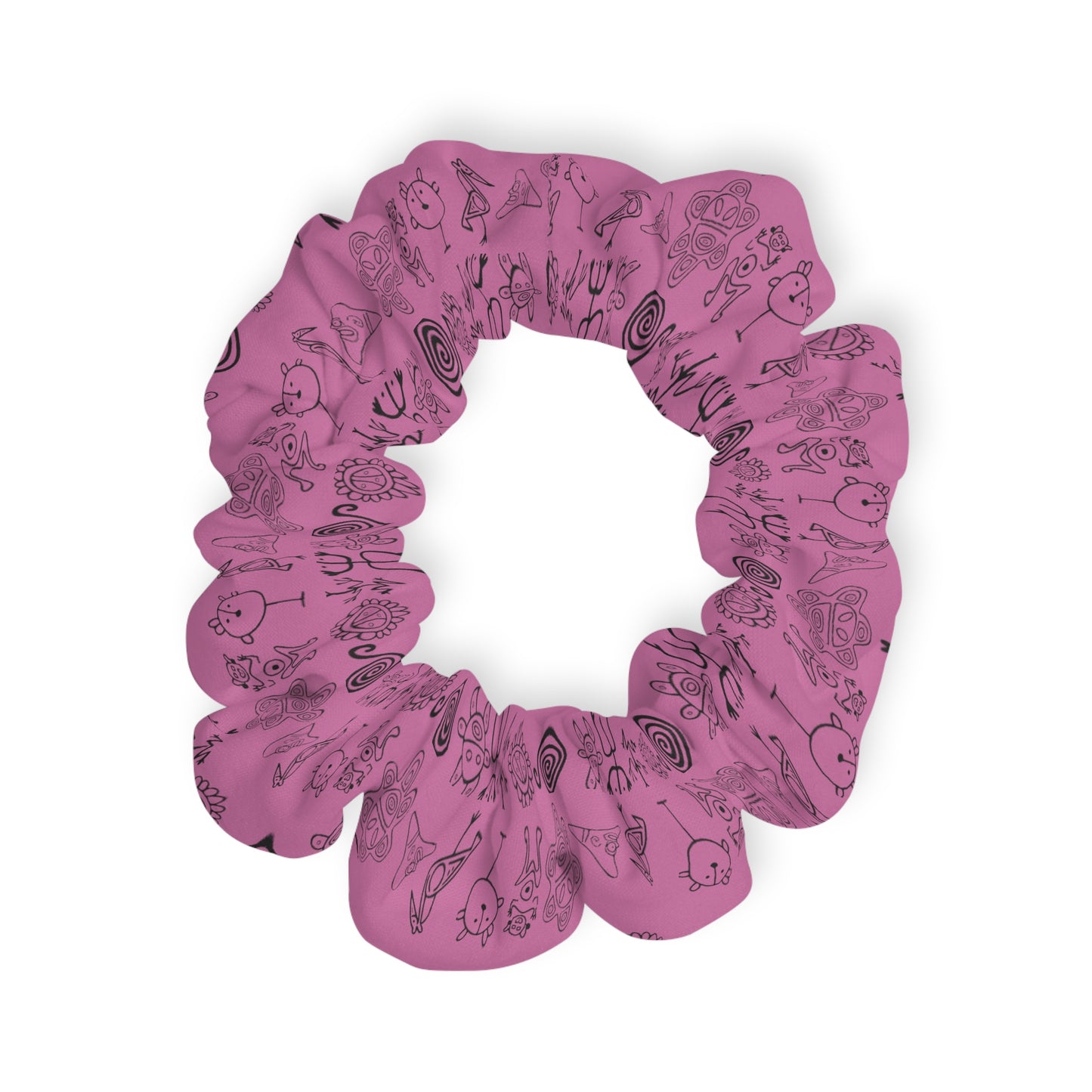 Taino Symbols Light Pink Bg, Scrunchie