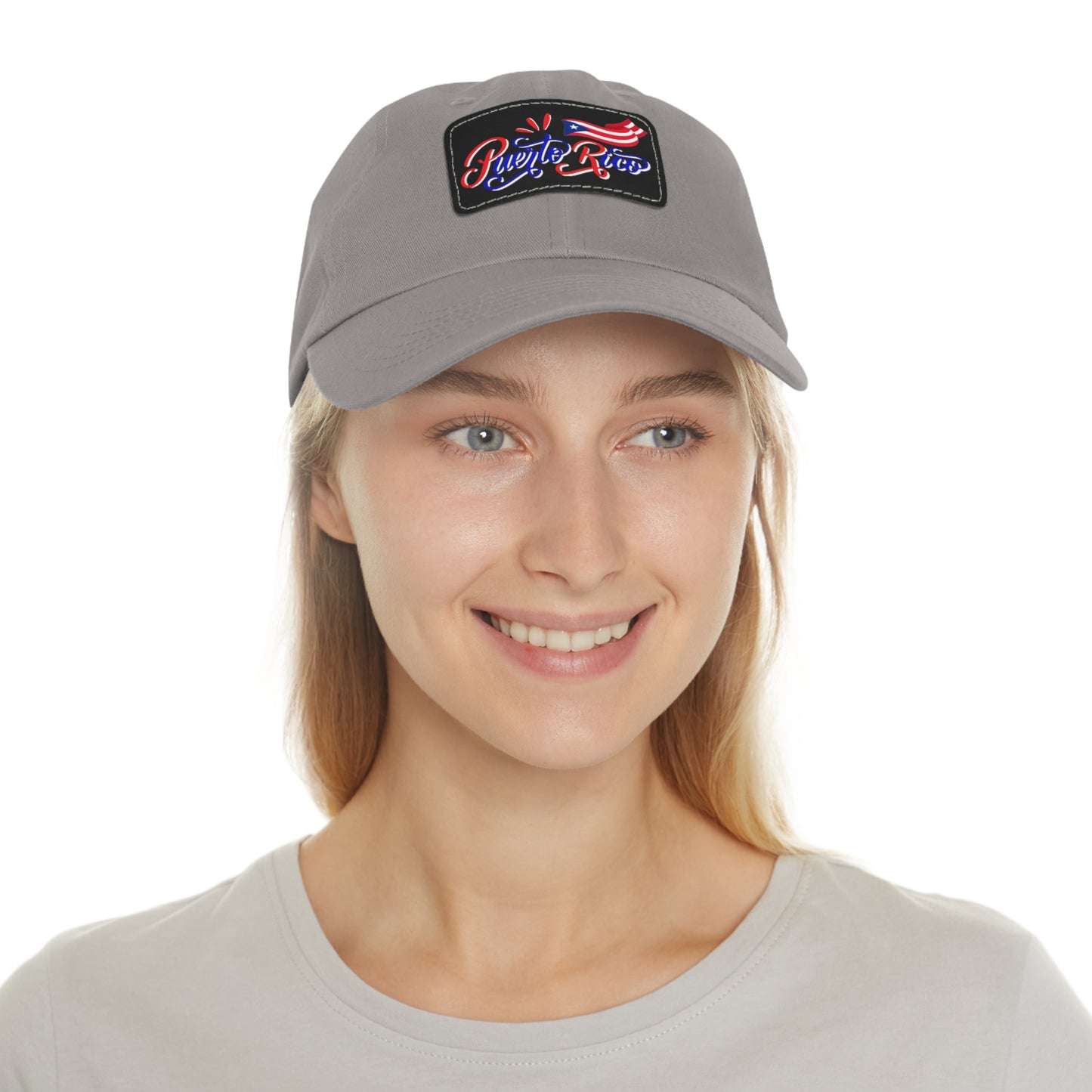 Puerto Rico w/Flag, Hat with Leather Patch (Rectangle)