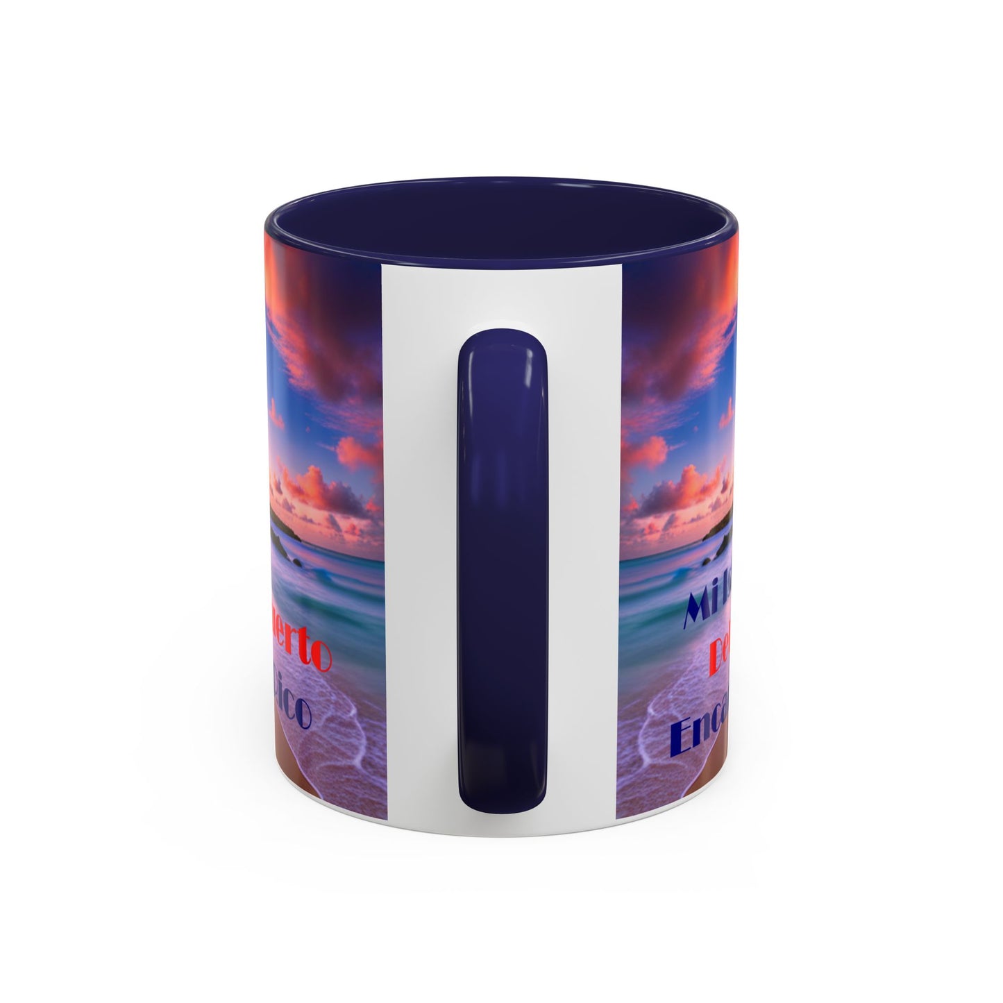 Beach view, Colorful Accent Mugs, 11oz