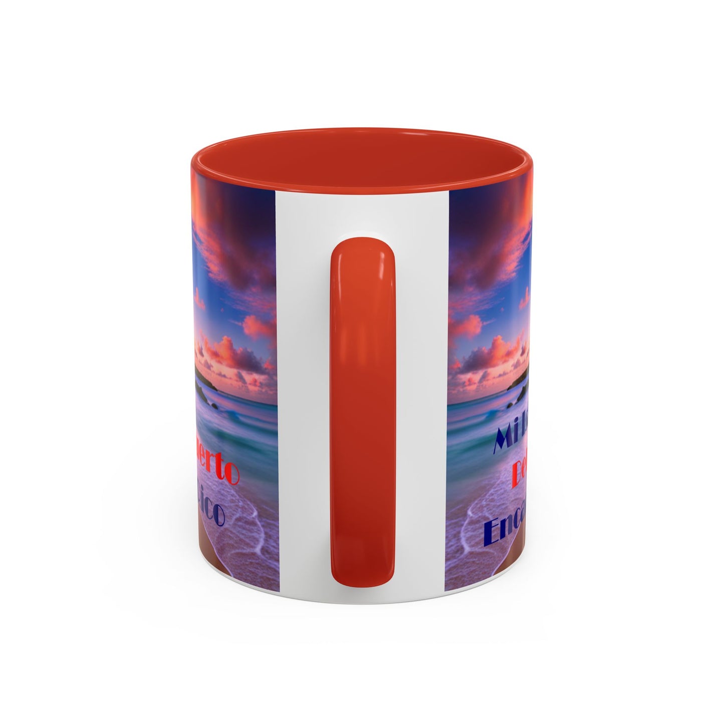 Beach view, Colorful Accent Mugs, 11oz
