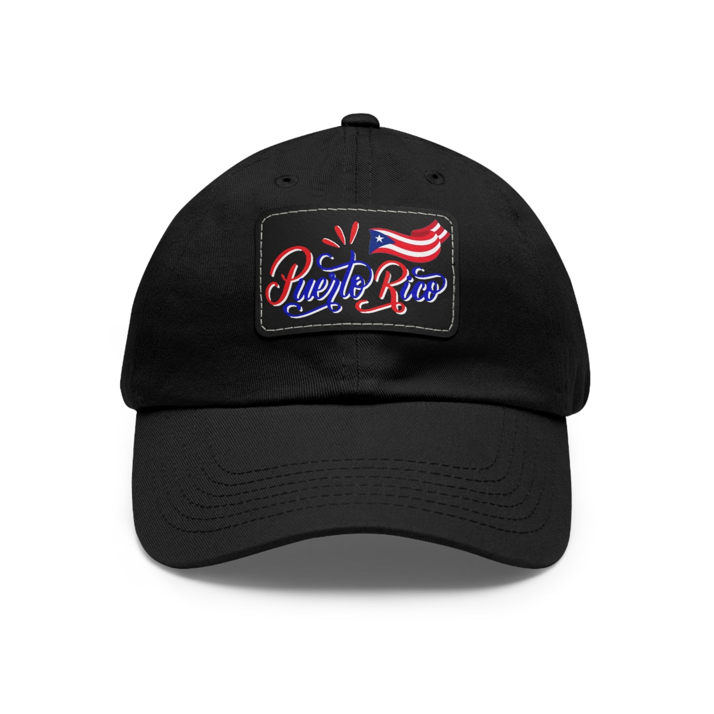 Puerto Rico w/Flag, Hat with Leather Patch (Rectangle)