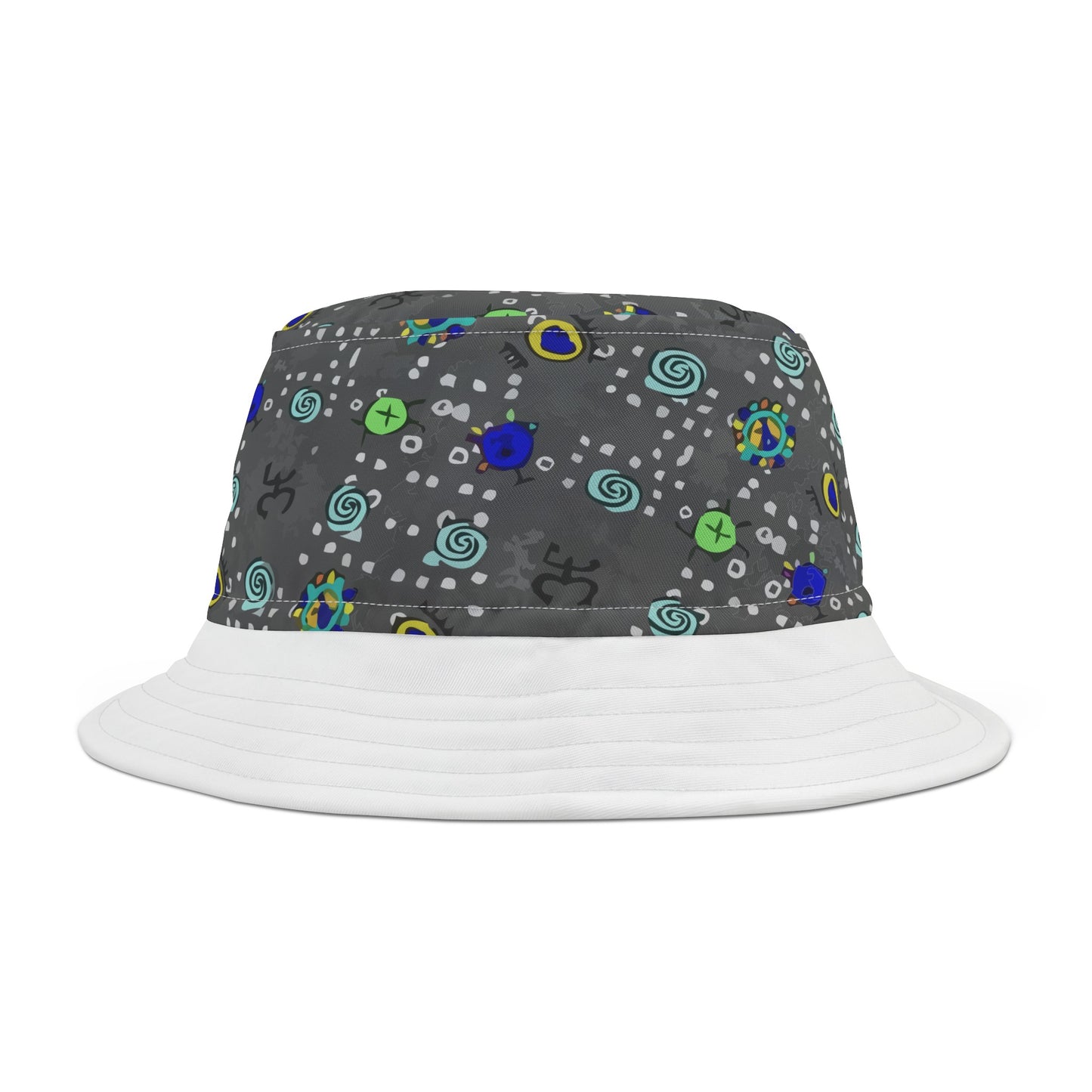Half Gray w/Taino Symbols, Bucket Hat (AOP)