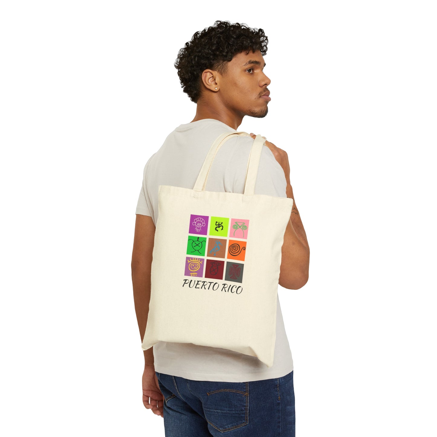 Taino Symbols, Cotton Canvas Tote Bag