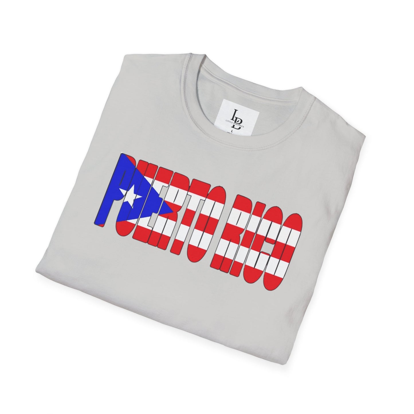 Puerto Rico Font Flag, Unisex Softstyle T-Shirt