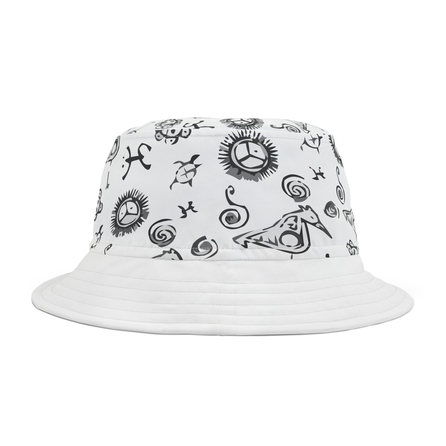 Gray and White Taino Symbols, Bucket Hat (AOP)