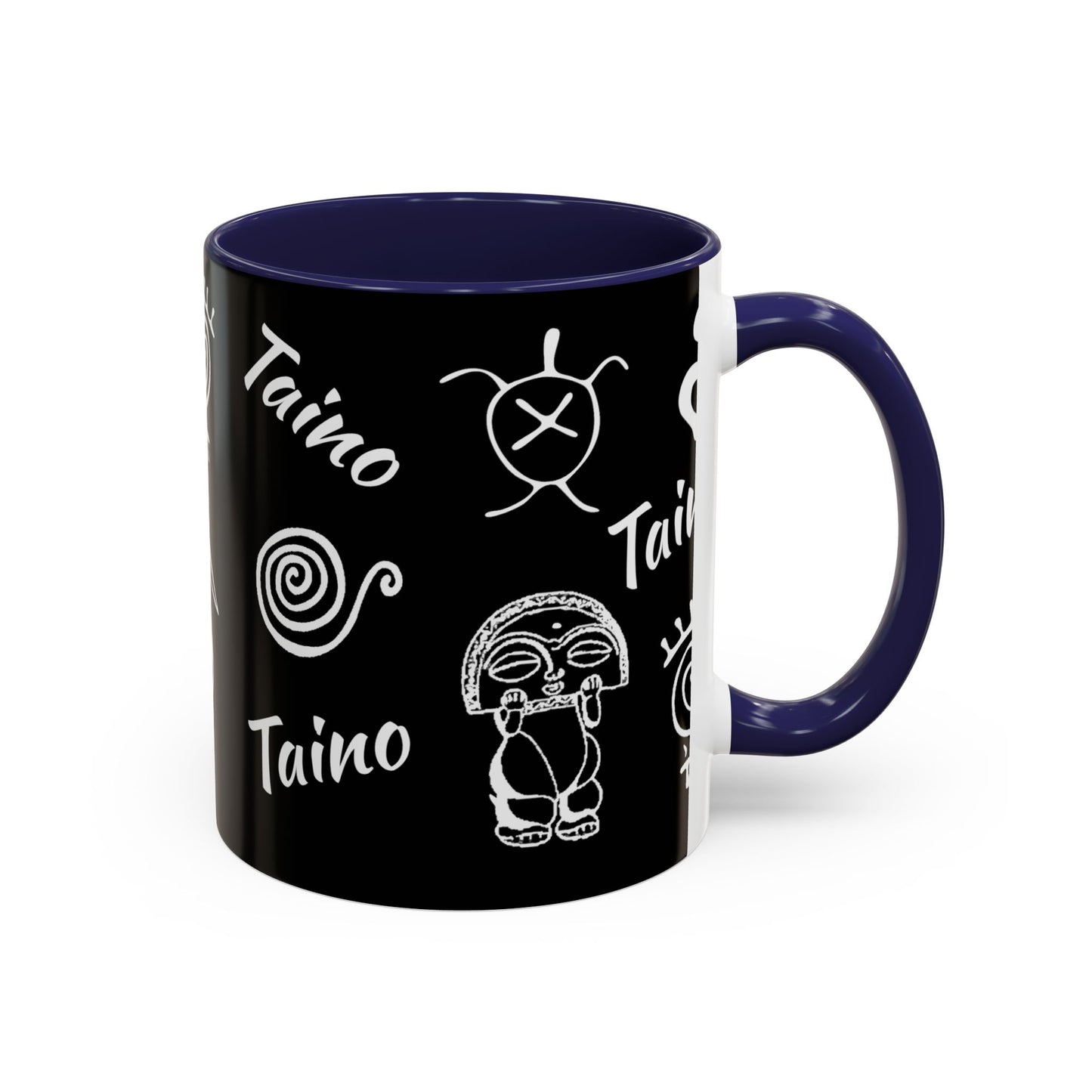 Taino symbols - coqui, turtle, sun, water mood and earth goddess etc.., Colorful Accent Mugs, 11oz