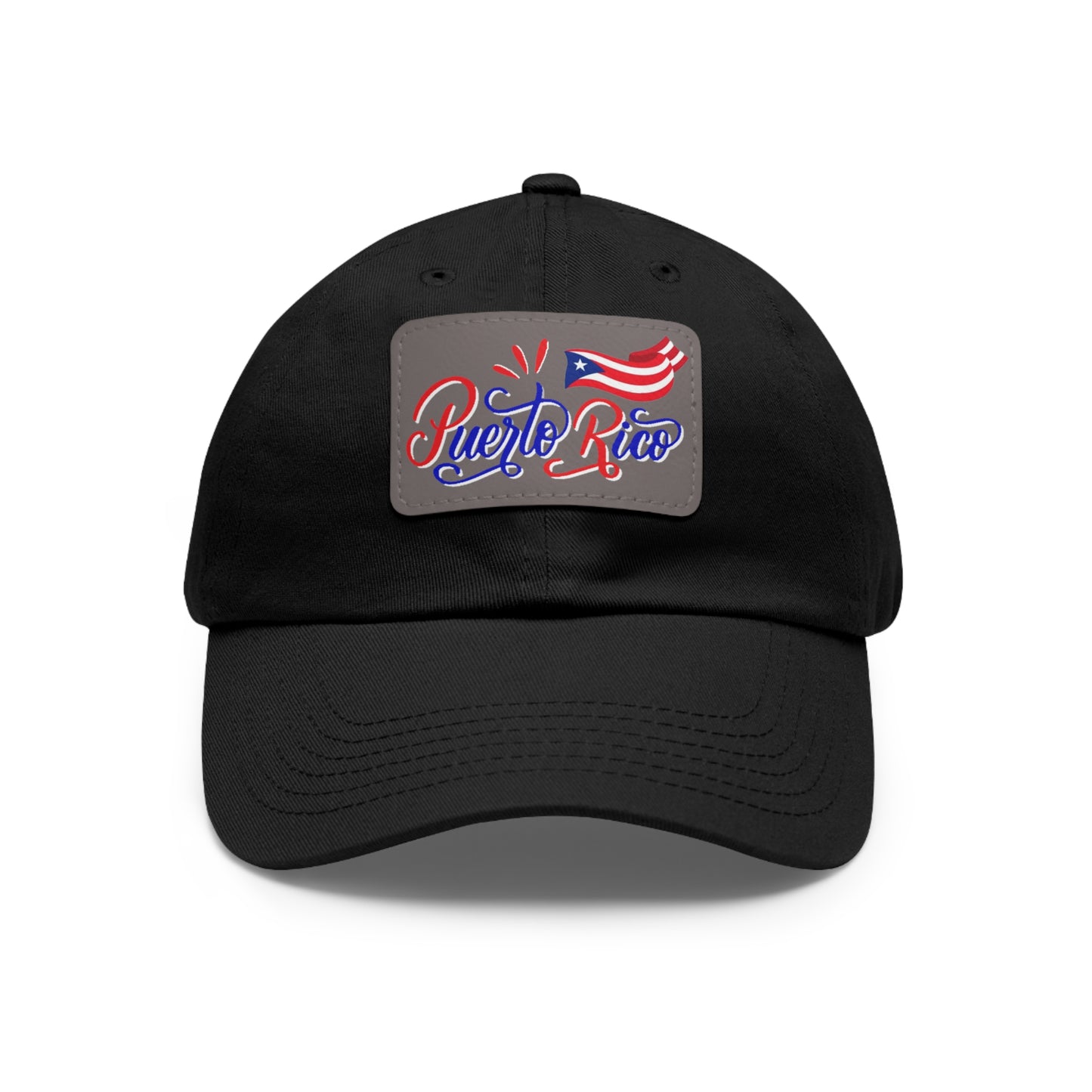 Puerto Rico w/Flag, Hat with Leather Patch (Rectangle)