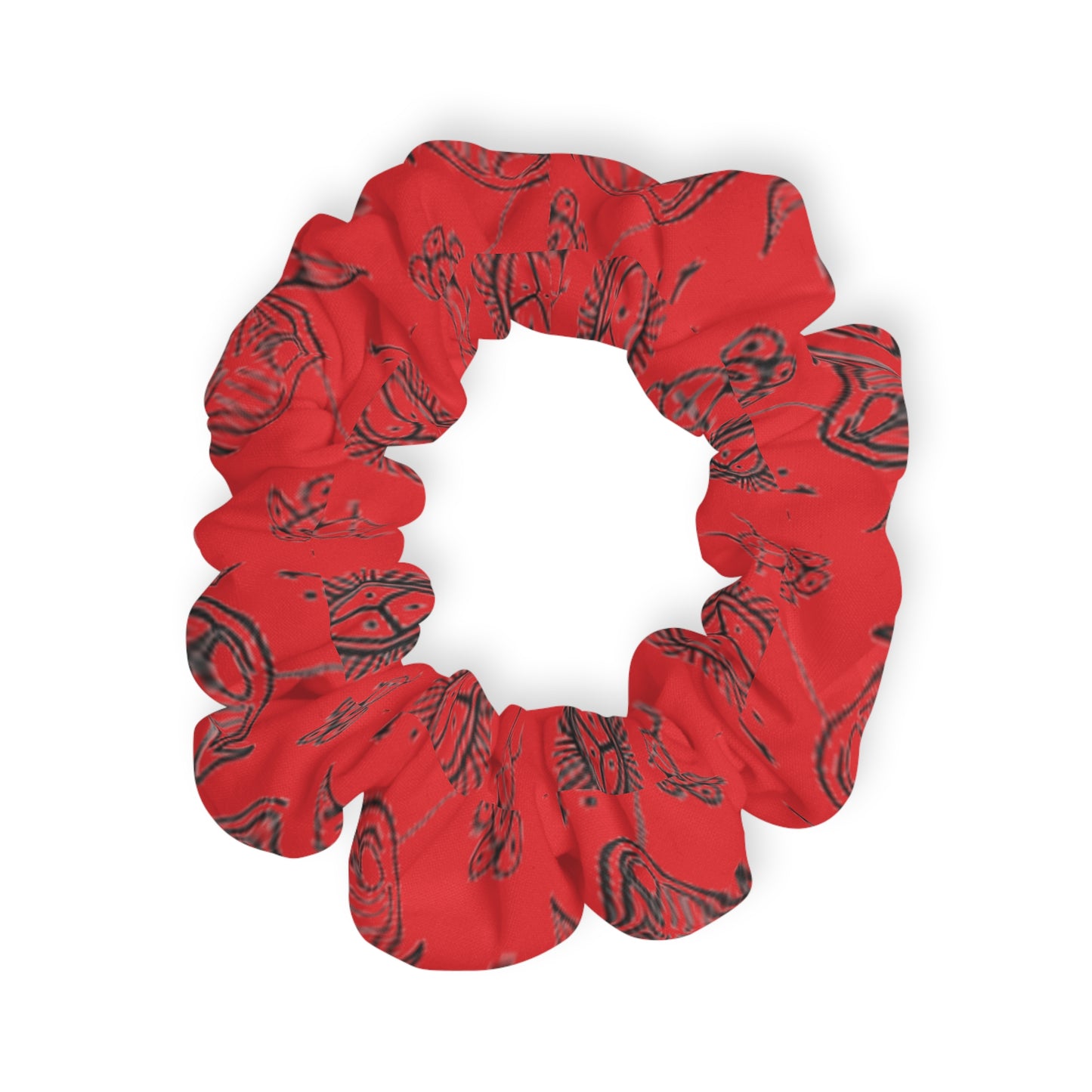 Taino Symbols 2 Red Bg, Scrunchie