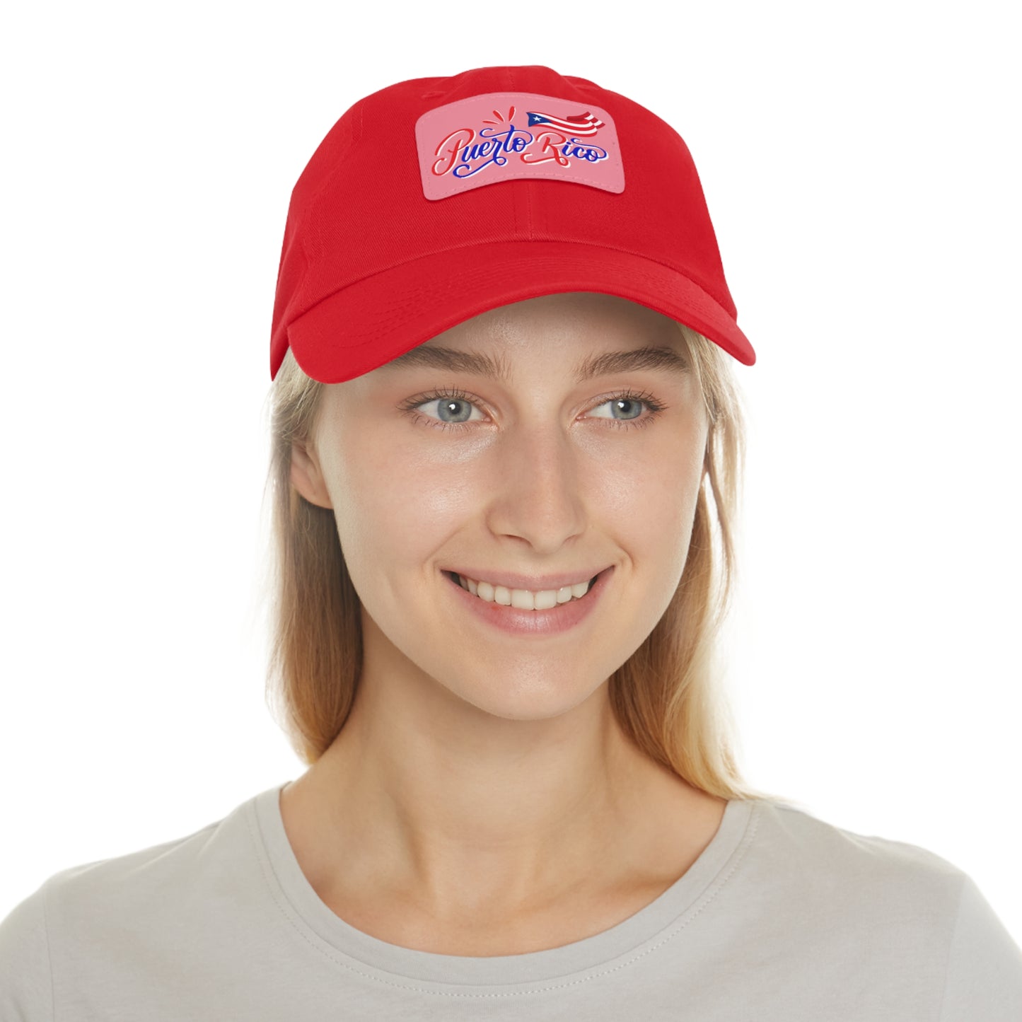 Puerto Rico w/Flag, Hat with Leather Patch (Rectangle)