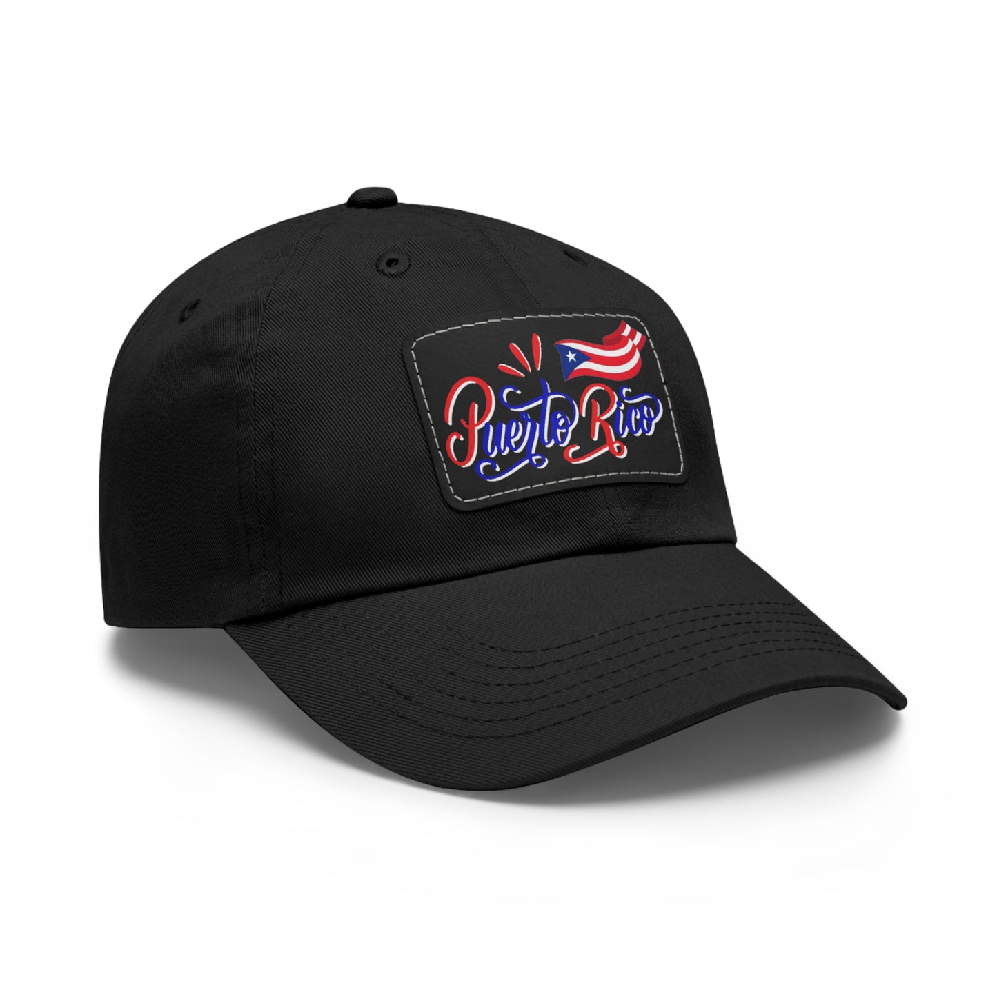 Puerto Rico w/Flag, Hat with Leather Patch (Rectangle)