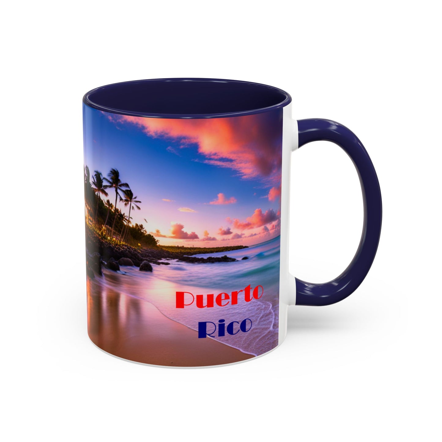 Beach view, Colorful Accent Mugs, 11oz