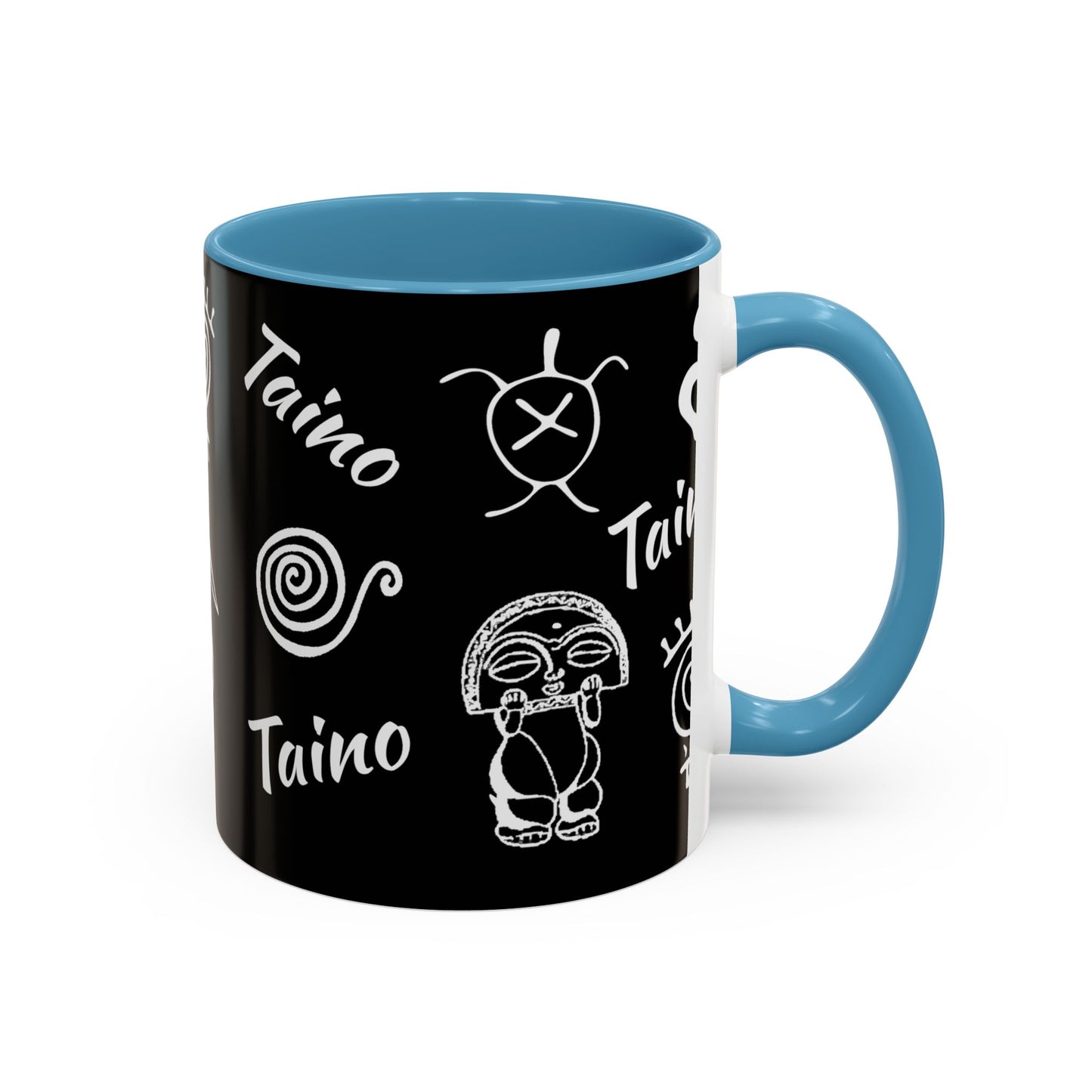Taino symbols - coqui, turtle, sun, water mood and earth goddess etc.., Colorful Accent Mugs, 11oz