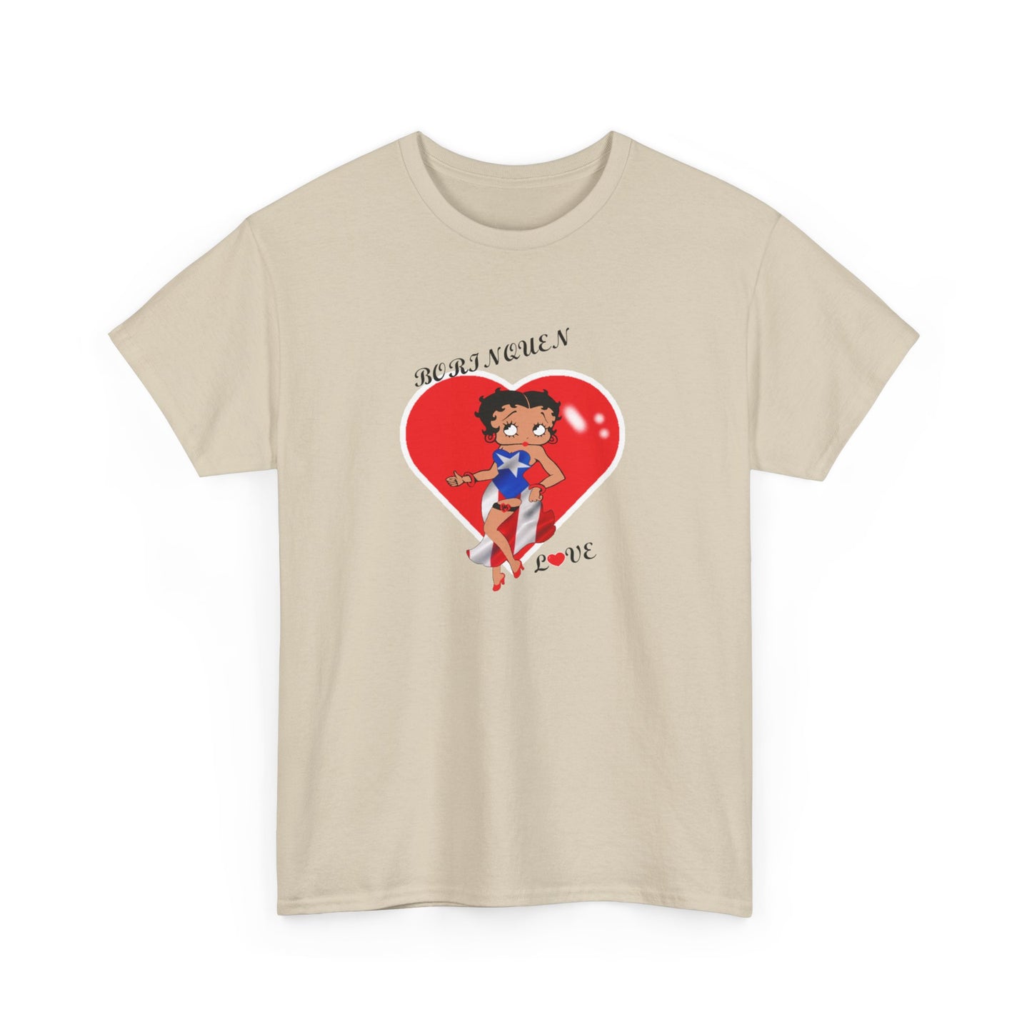 Betty Boop Borinquen Love, Unisex Heavy Cotton Tee