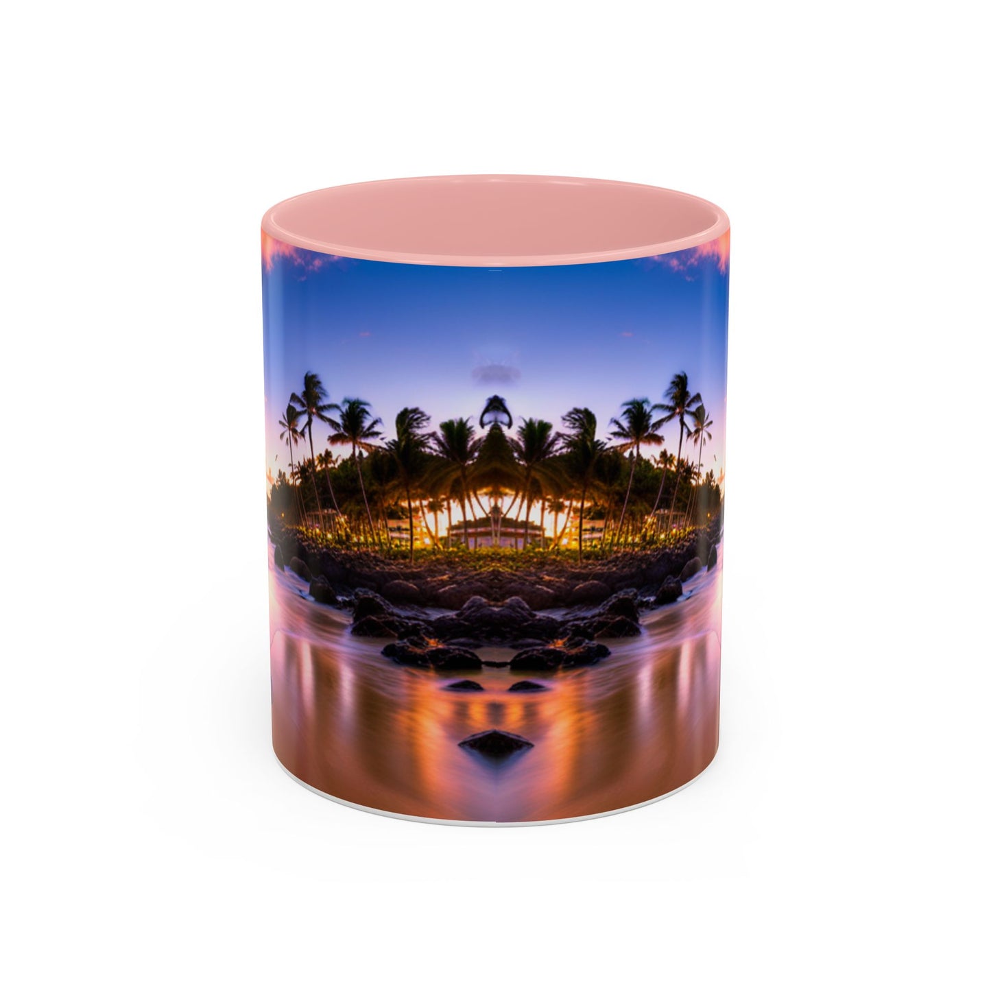 Beach view, Colorful Accent Mugs, 11oz