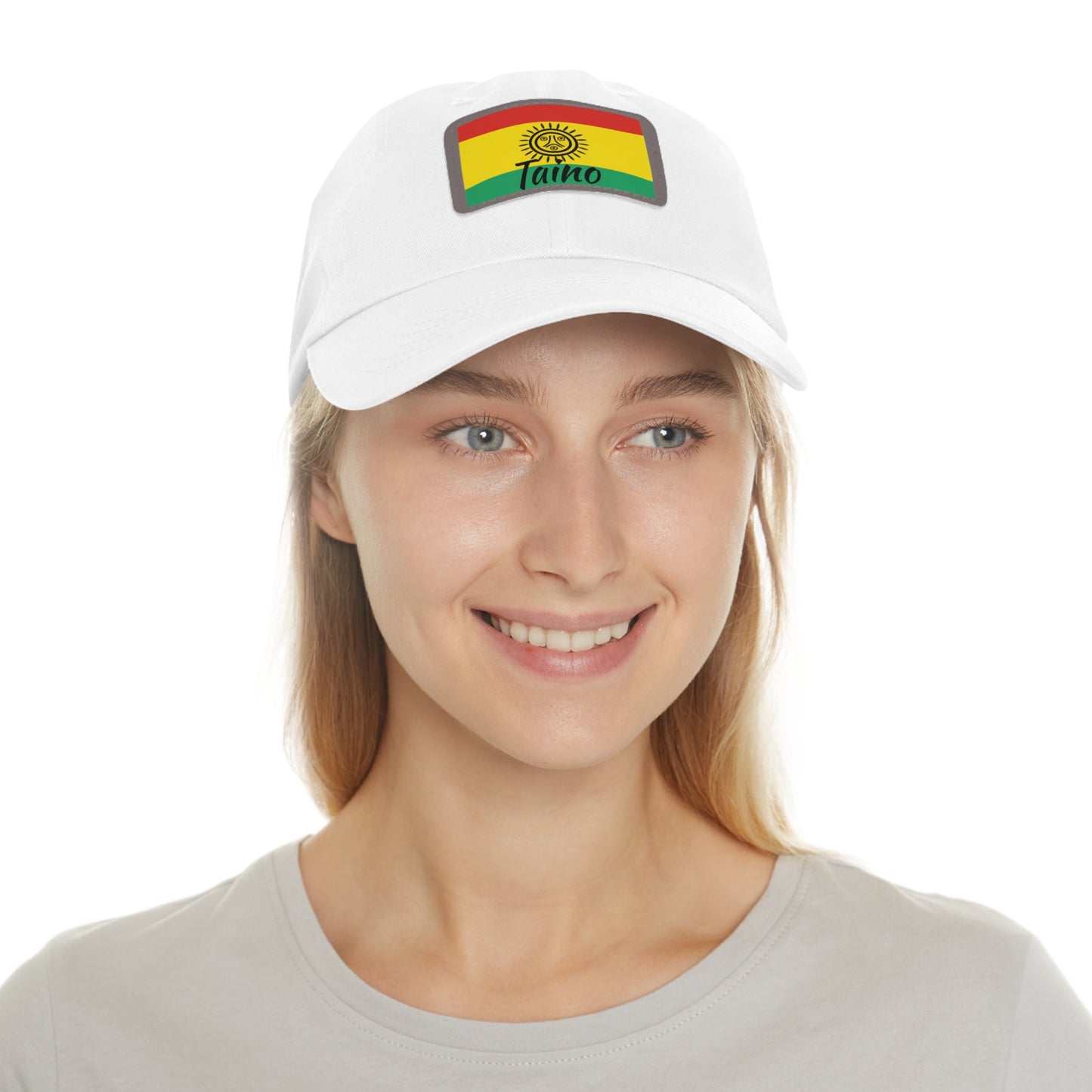 Taino Flag, Hat with Leather Patch (Rectangle)