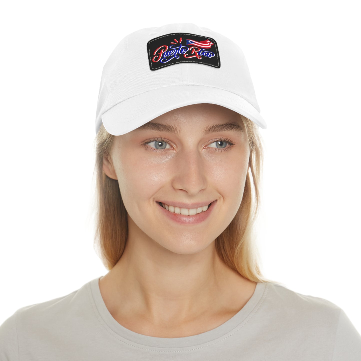 Puerto Rico w/Flag, Hat with Leather Patch (Rectangle)