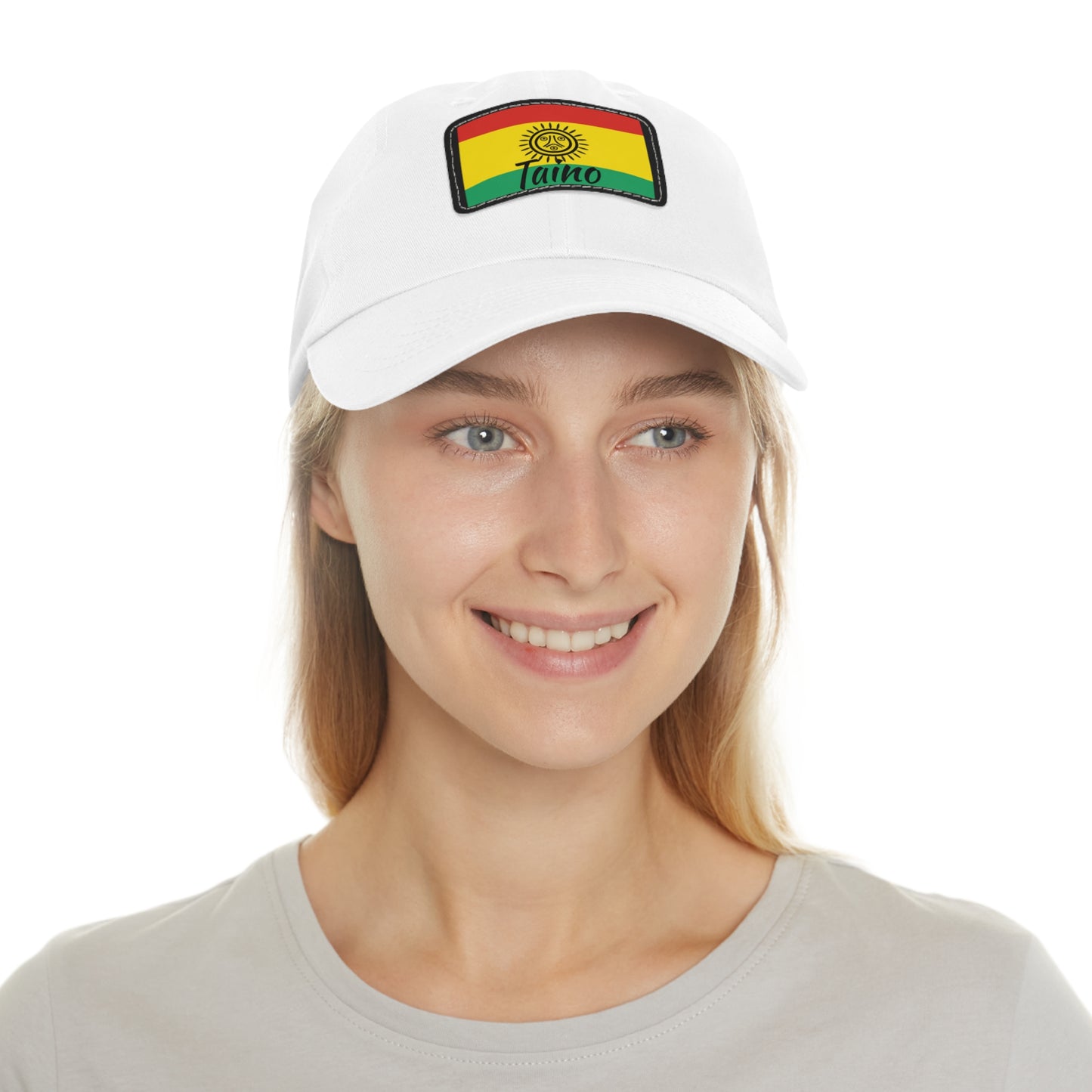 Taino Flag, Hat with Leather Patch (Rectangle)