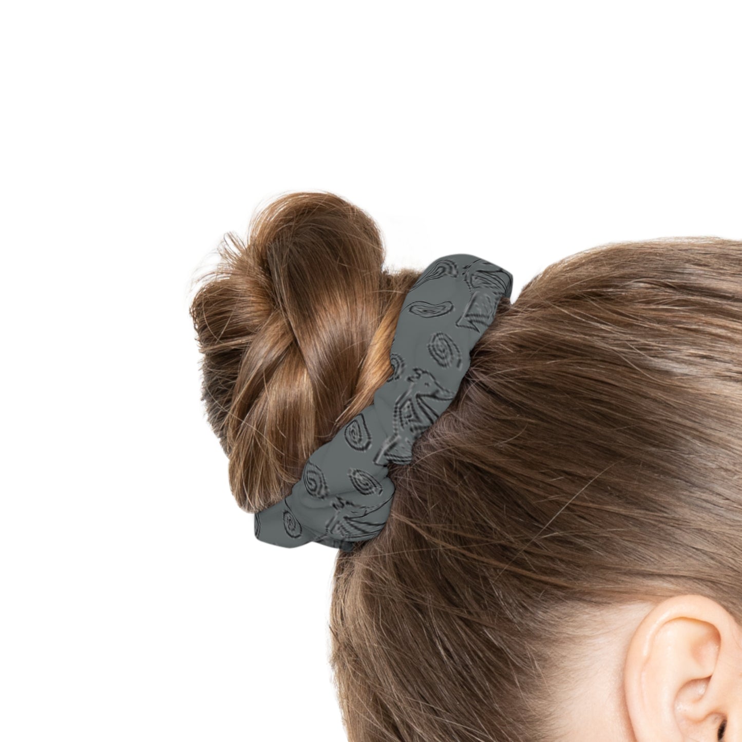 Taino Symbols 2 Dark Gray Bg, Scrunchie