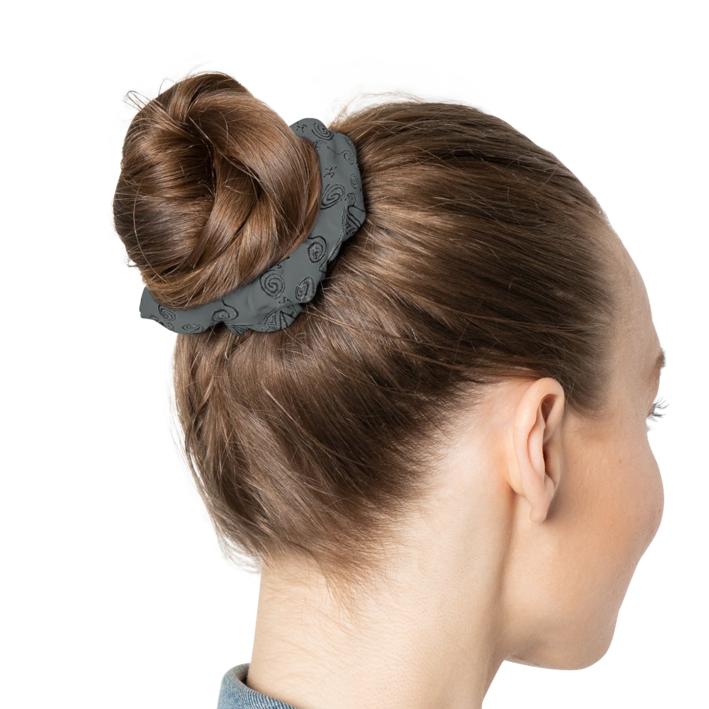 Taino Symbols 2 Dark Gray Bg, Scrunchie