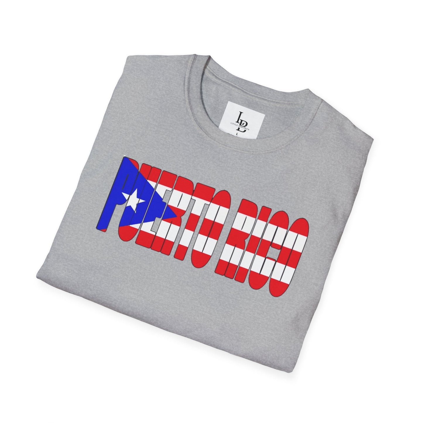 Puerto Rico Font Flag, Unisex Softstyle T-Shirt