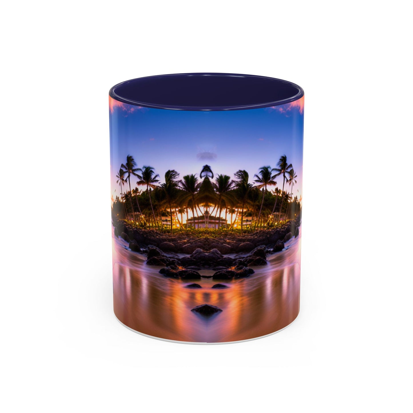 Beach view, Colorful Accent Mugs, 11oz