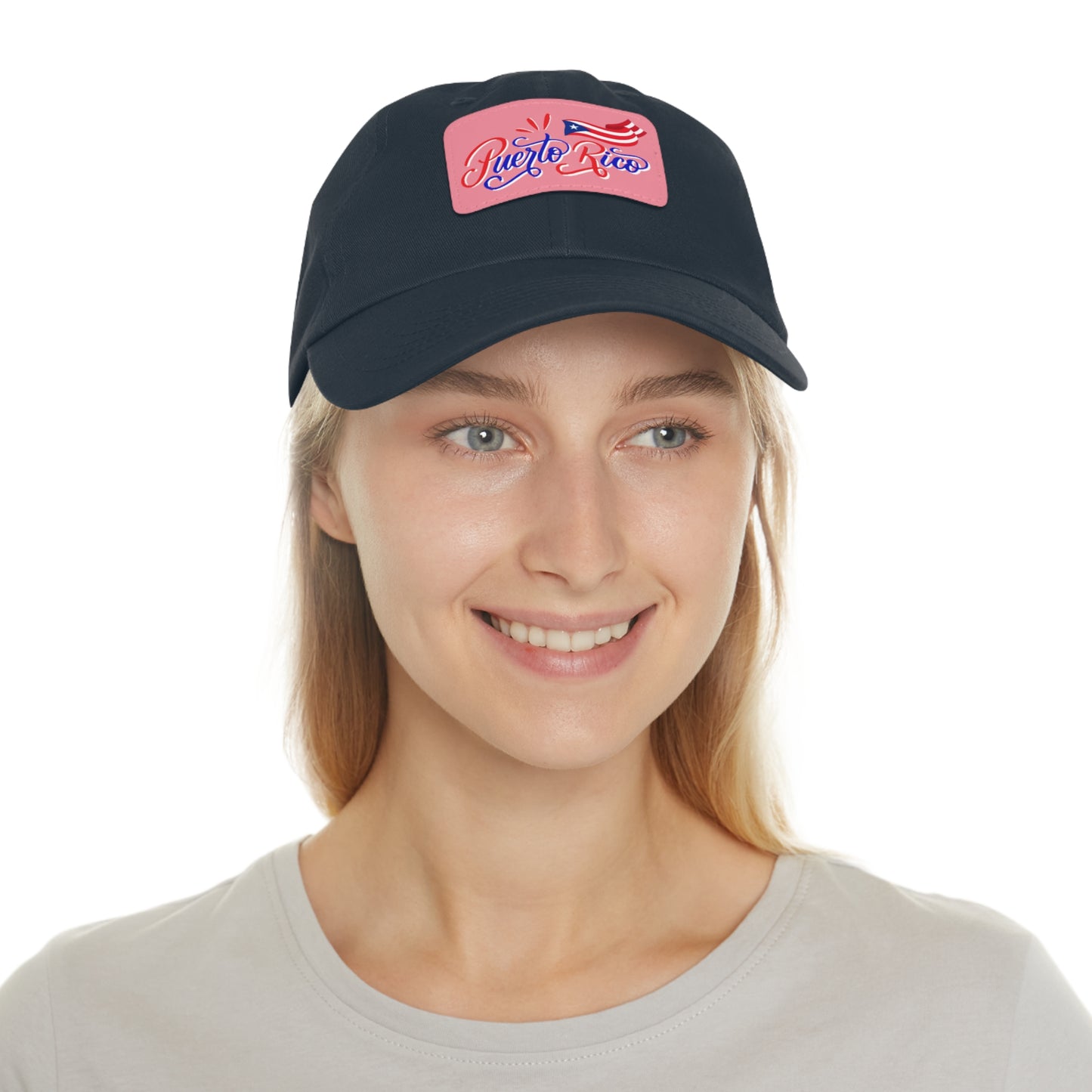 Puerto Rico w/Flag, Hat with Leather Patch (Rectangle)