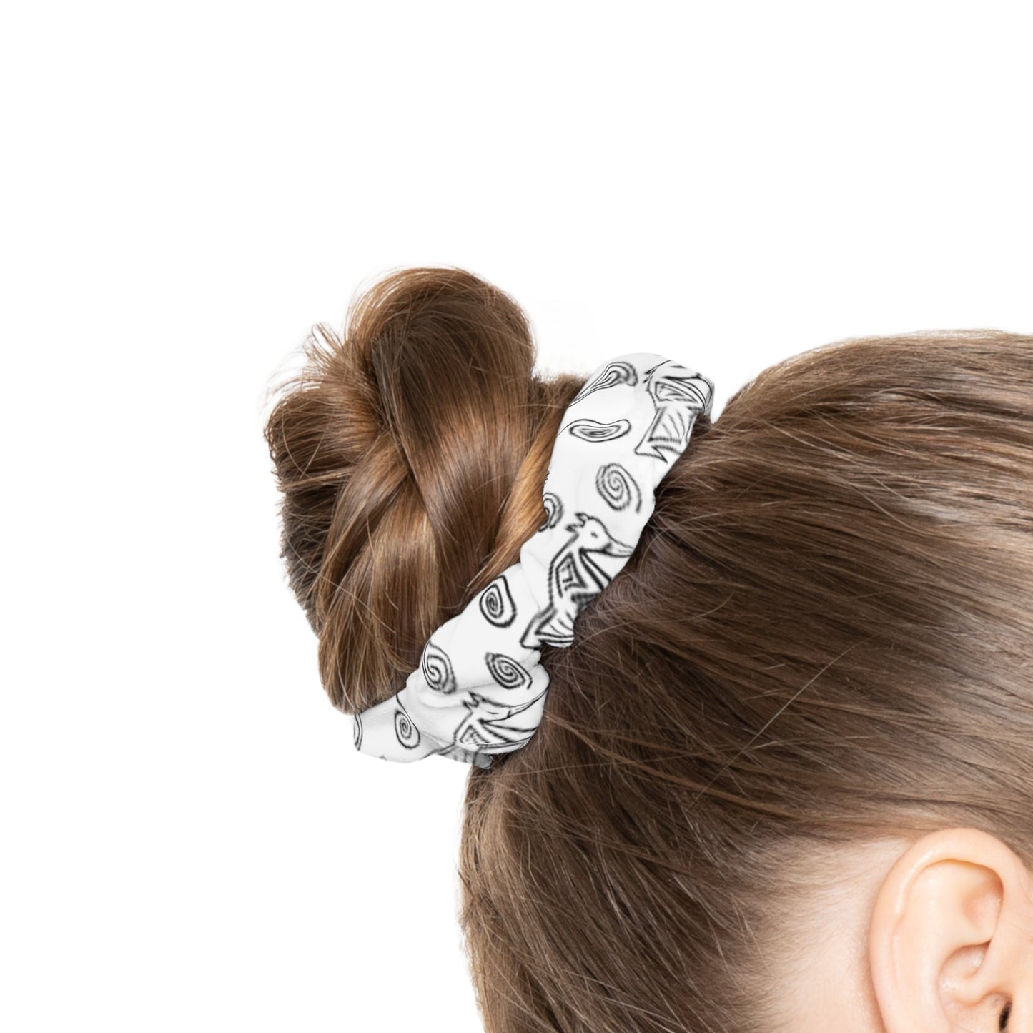 Taino Symbols 2 White Bg, Scrunchie