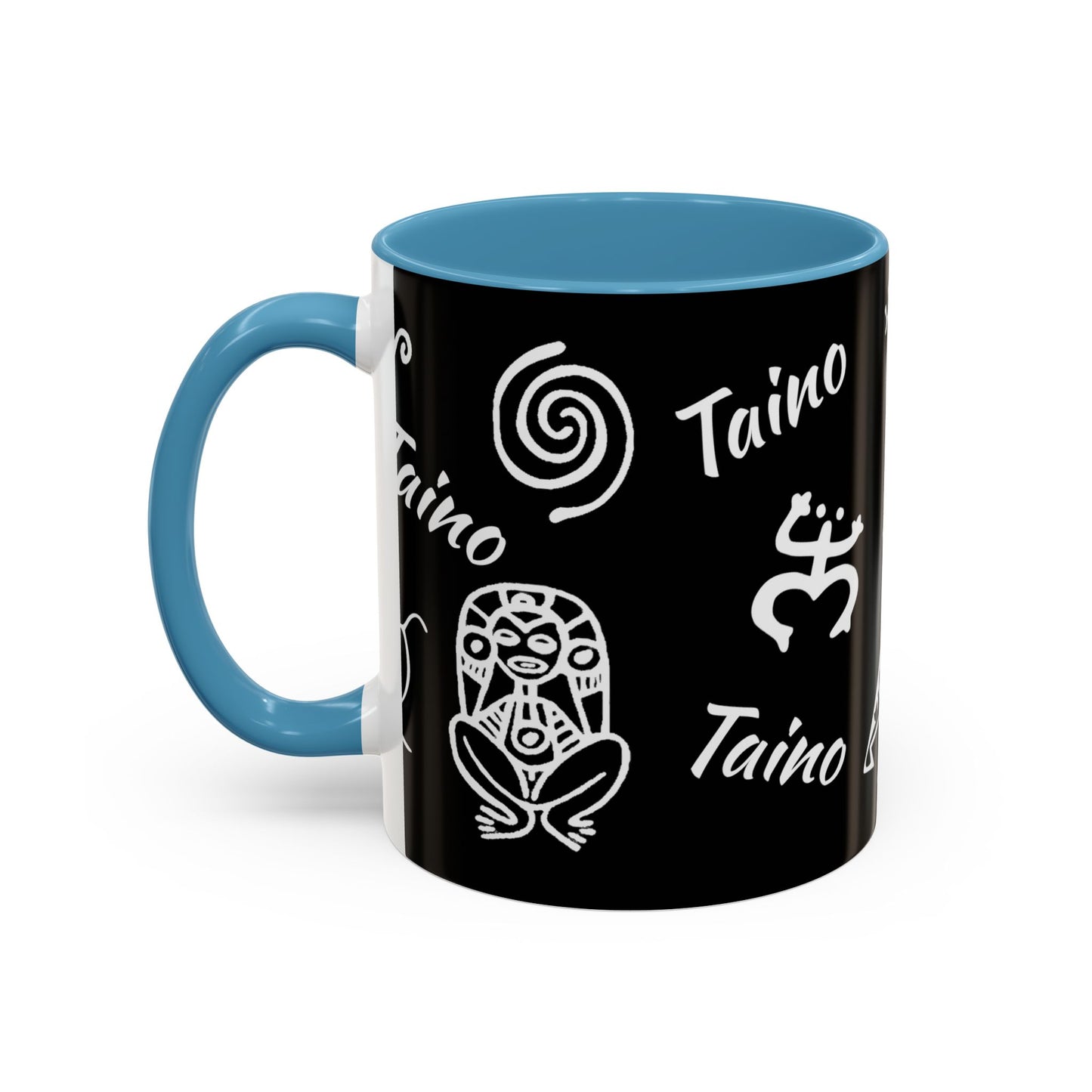 Taino symbols - coqui, turtle, sun, water mood and earth goddess etc.., Colorful Accent Mugs, 11oz