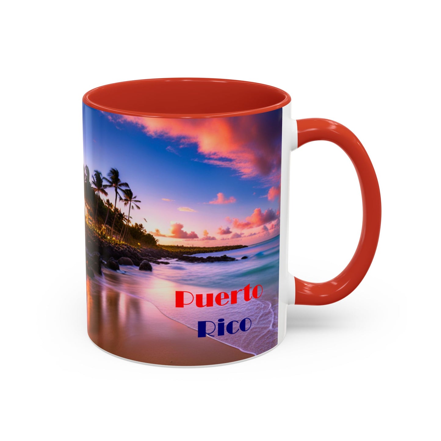 Beach view, Colorful Accent Mugs, 11oz