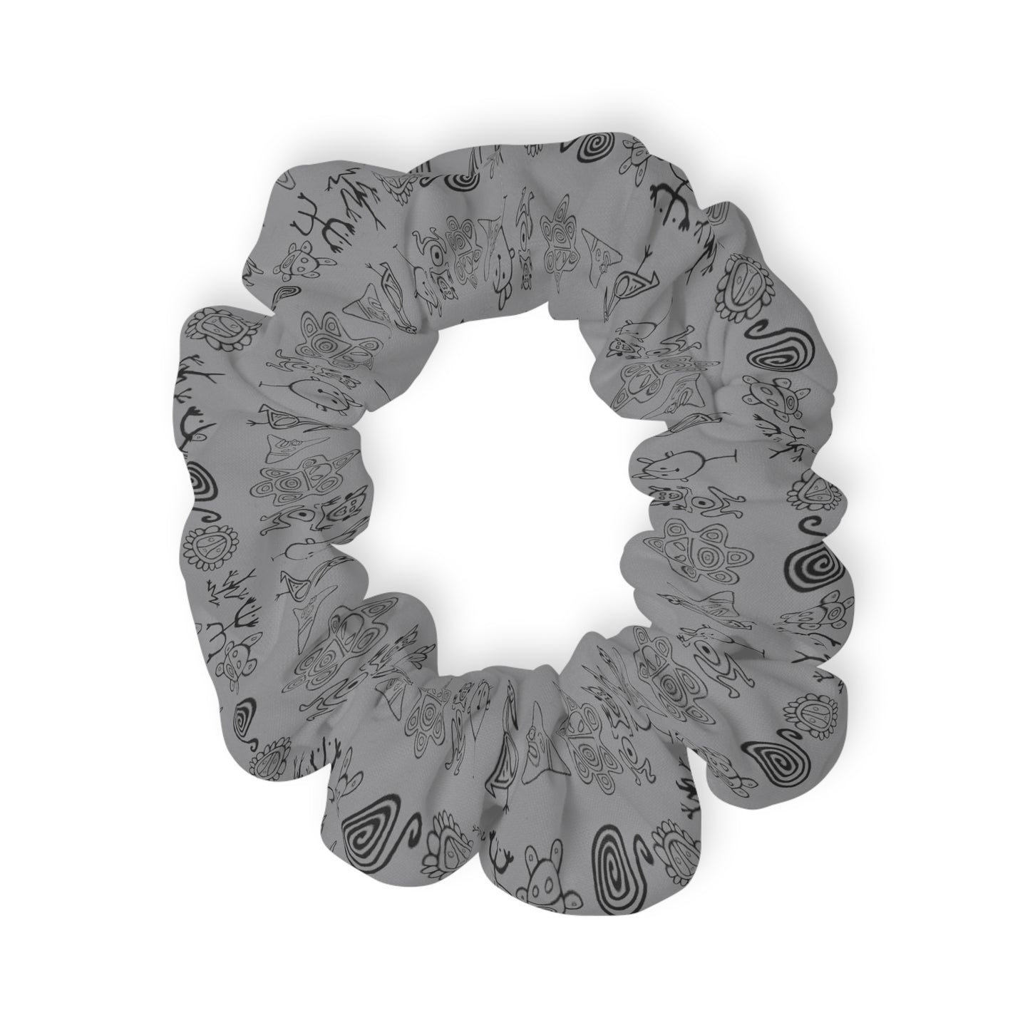 Taino Symbols Gray Bg, Scrunchie