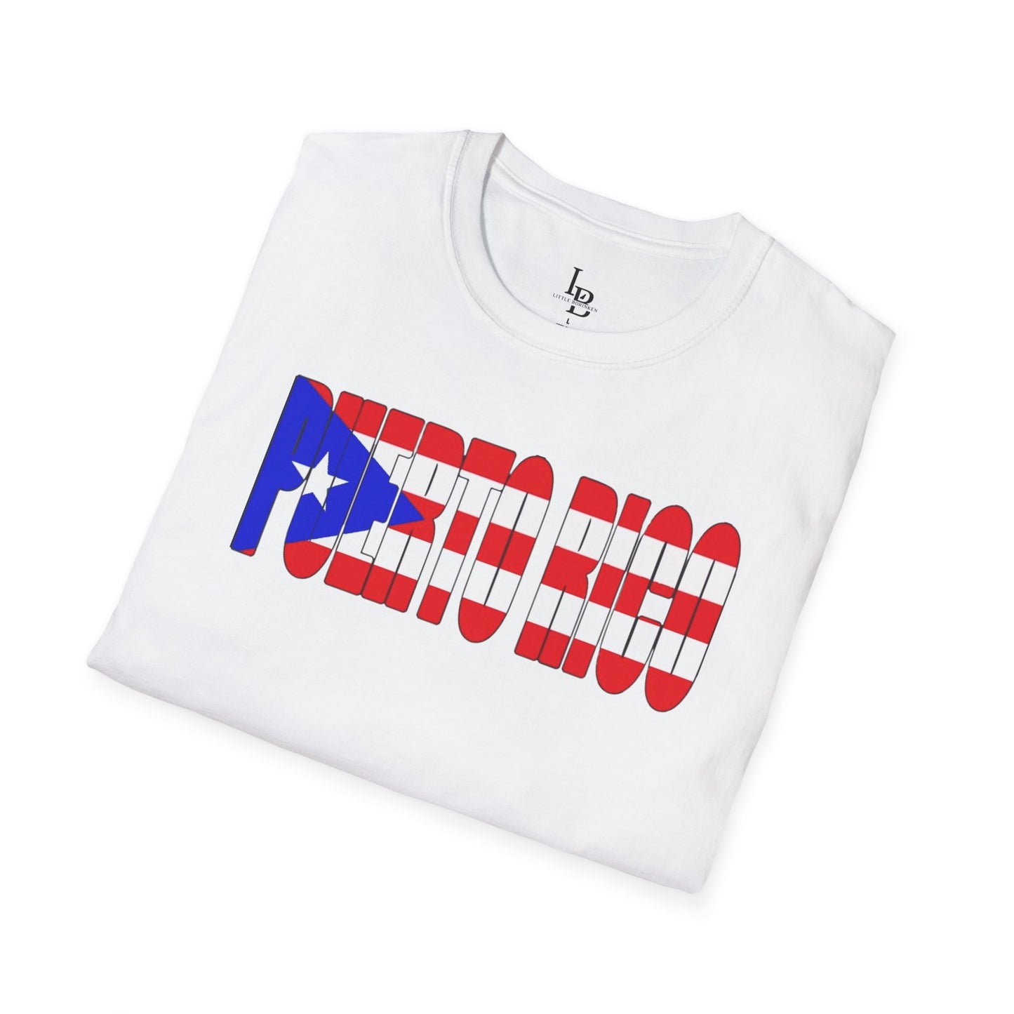 Puerto Rico Font Flag, Unisex Softstyle T-Shirt