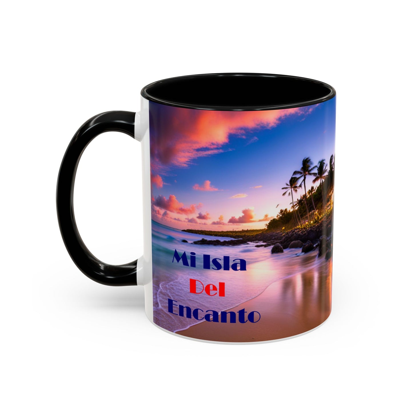 Beach view, Colorful Accent Mugs, 11oz