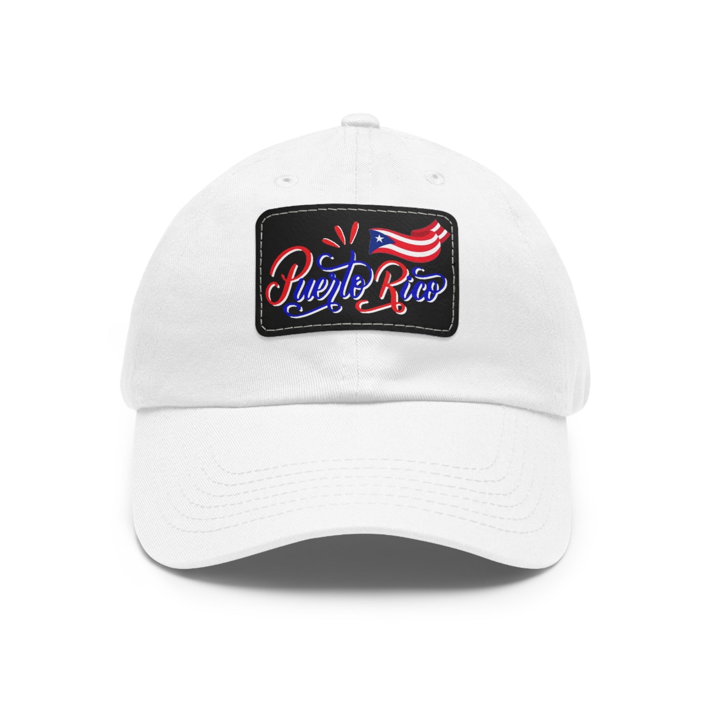 Puerto Rico w/Flag, Hat with Leather Patch (Rectangle)