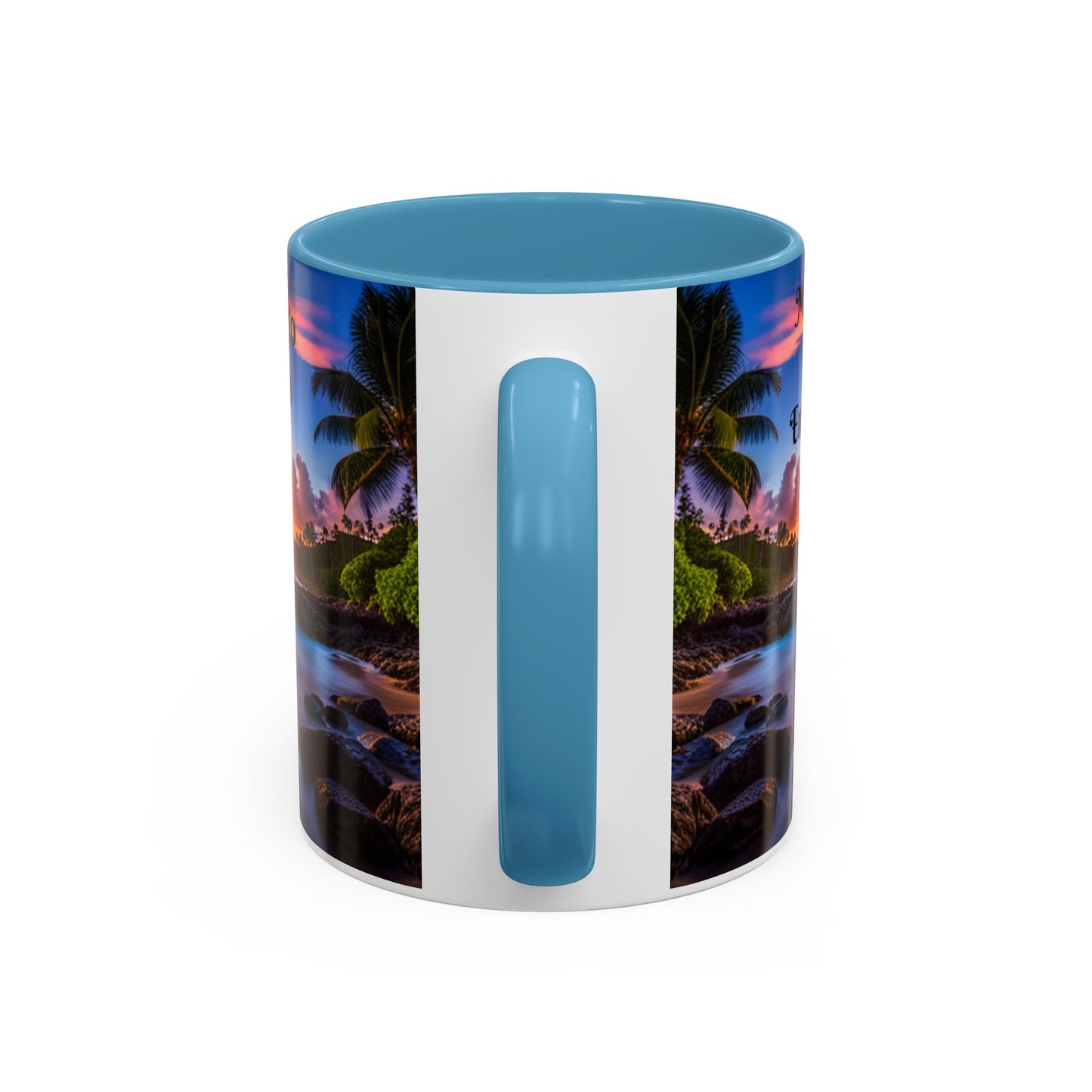 Beach and Palm Trees Scene, Colorful Accent Mugs, 11oz