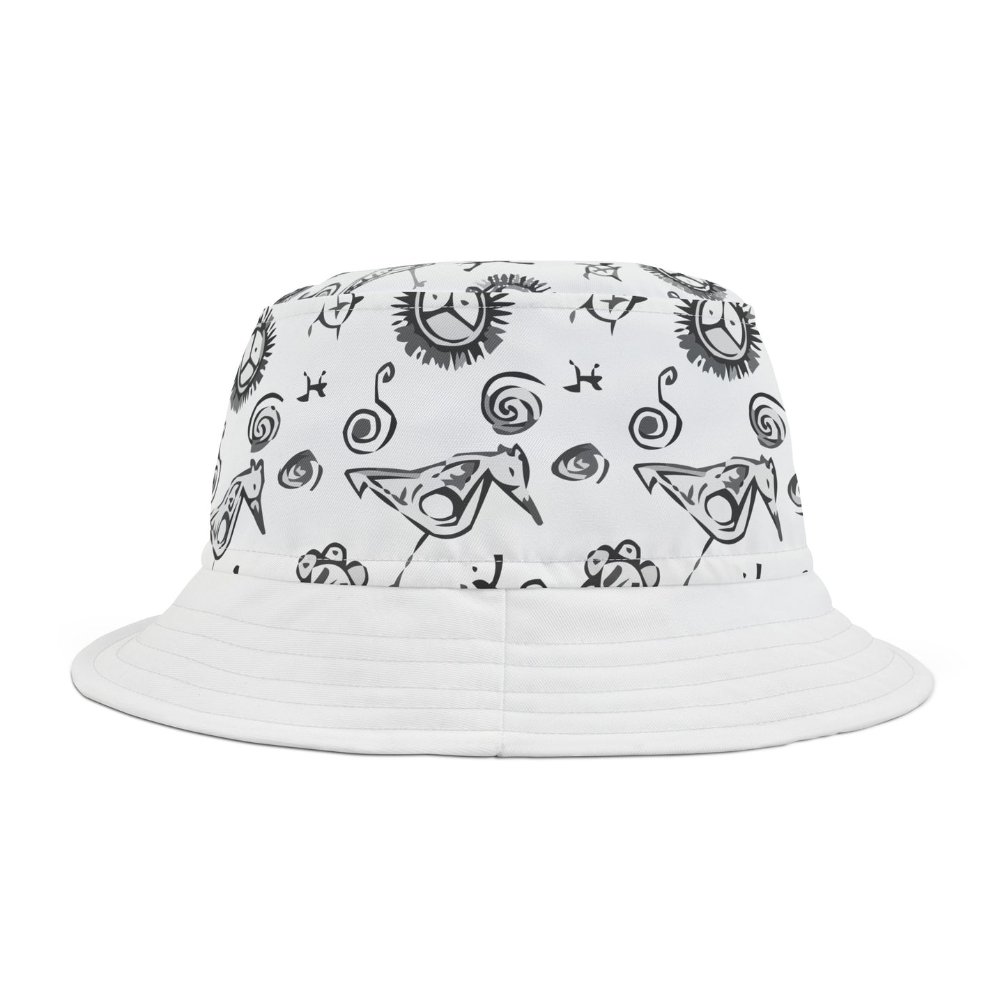 Gray and White Taino Symbols, Bucket Hat (AOP)