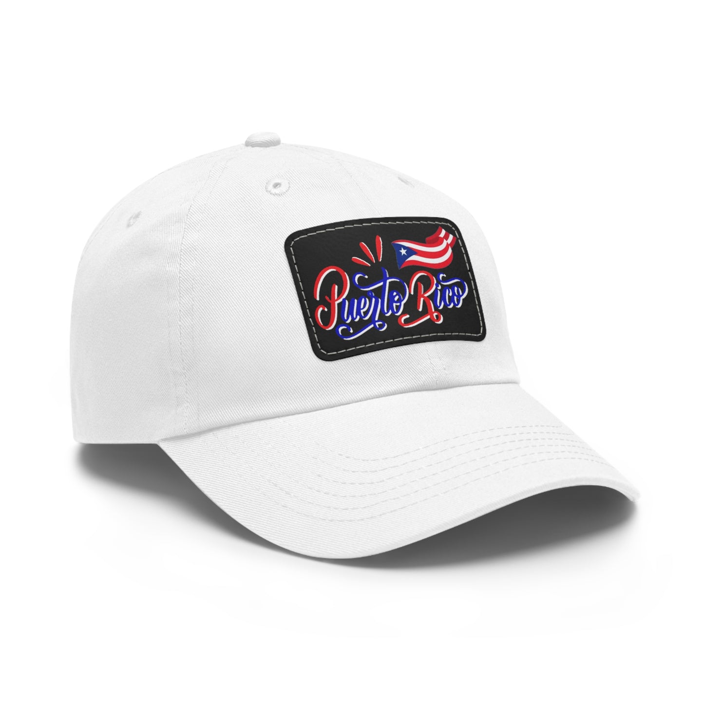 Puerto Rico w/Flag, Hat with Leather Patch (Rectangle)