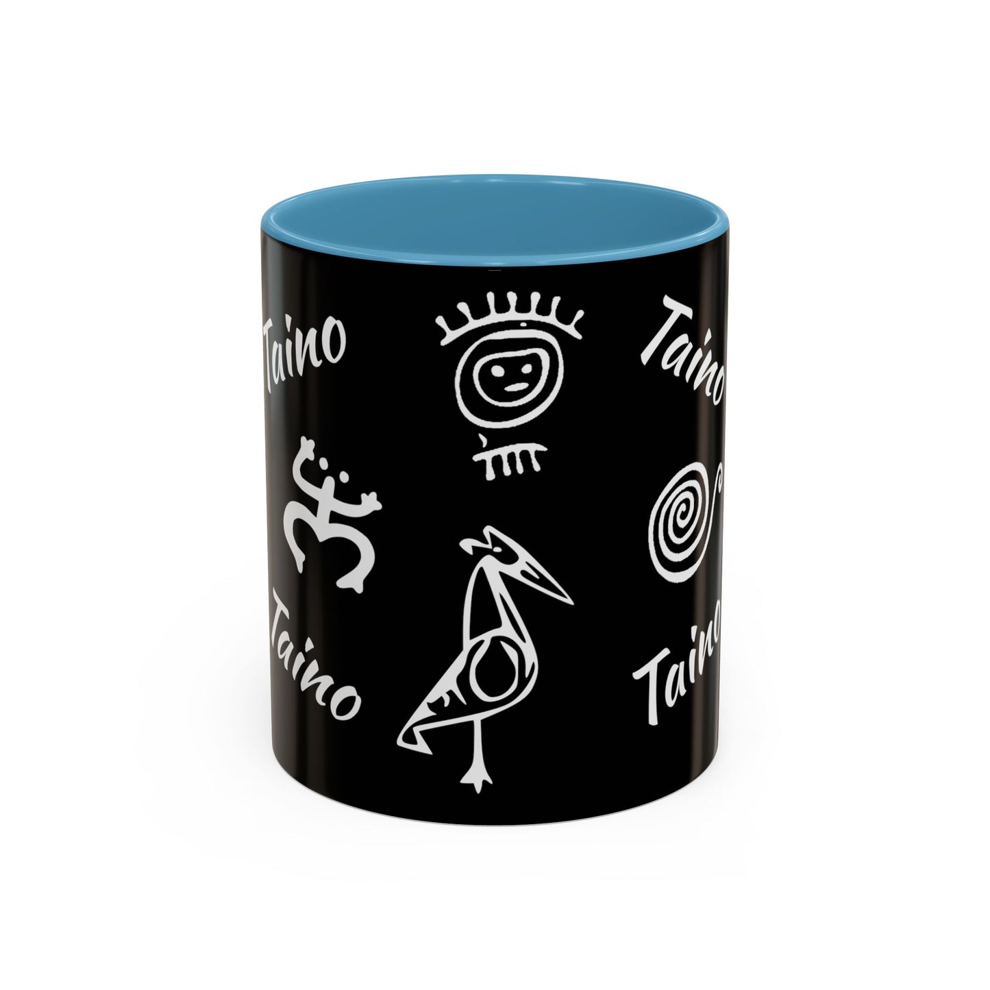 Taino symbols - coqui, turtle, sun, water mood and earth goddess etc.., Colorful Accent Mugs, 11oz