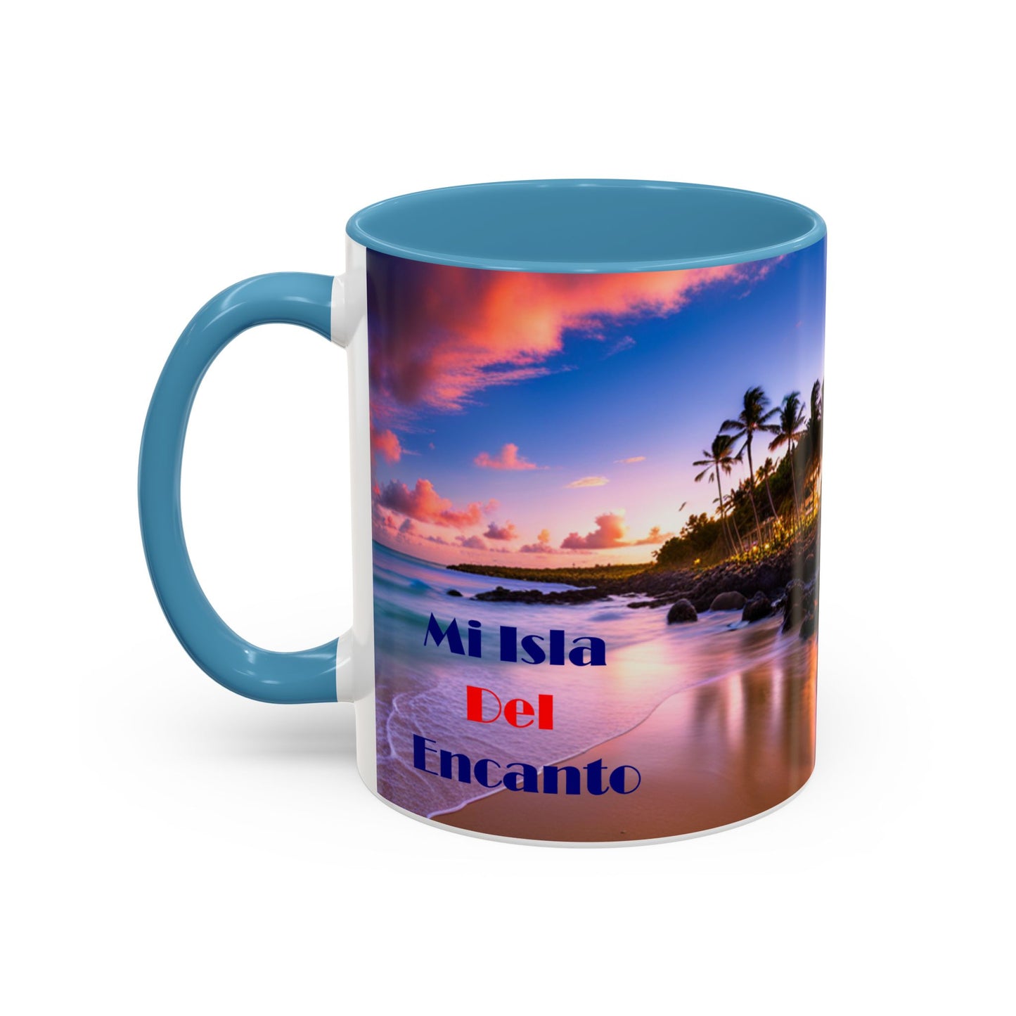 Beach view, Colorful Accent Mugs, 11oz
