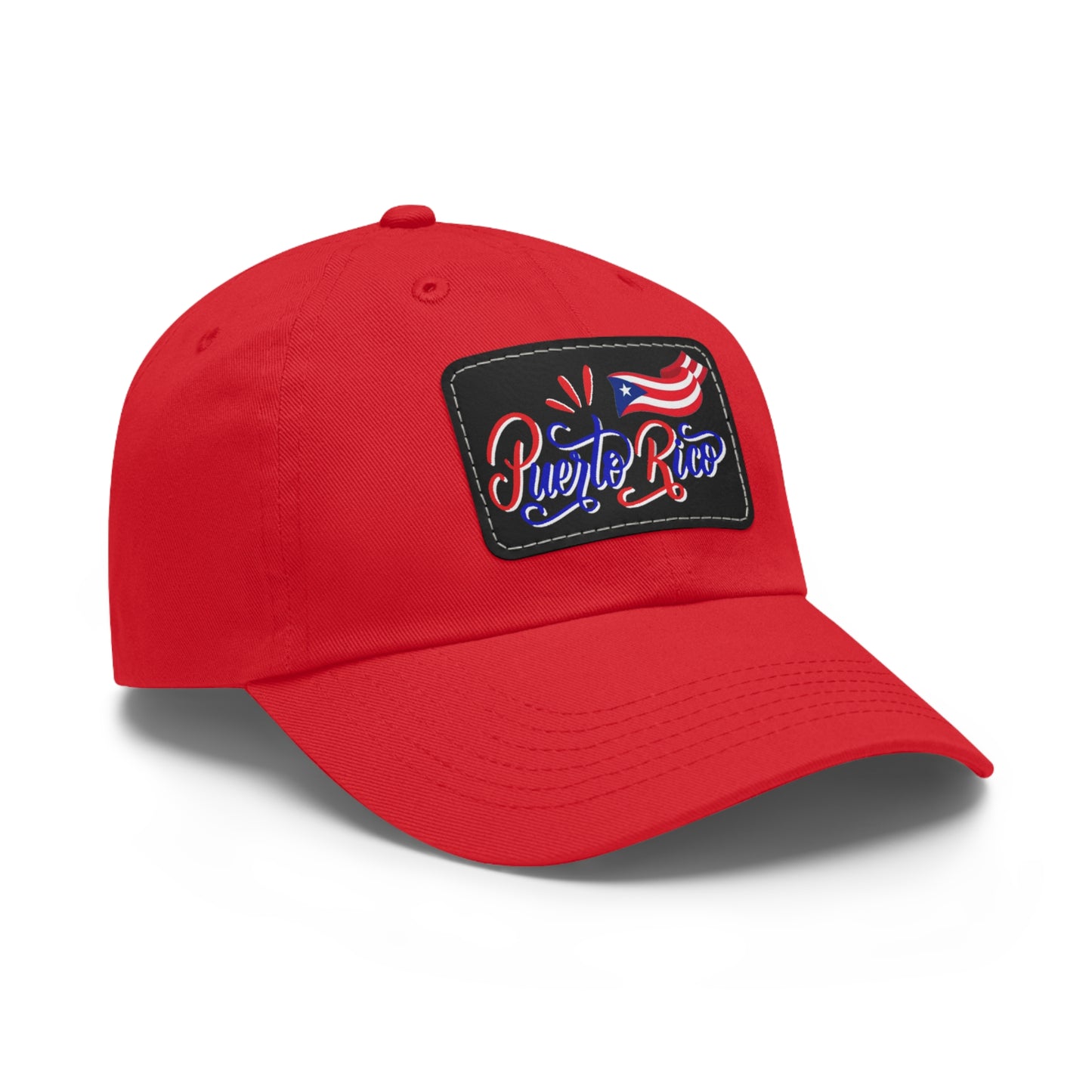 Puerto Rico w/Flag, Hat with Leather Patch (Rectangle)