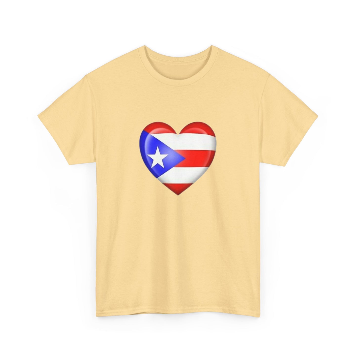 Heart PR Flag, Unisex Heavy Cotton Tee