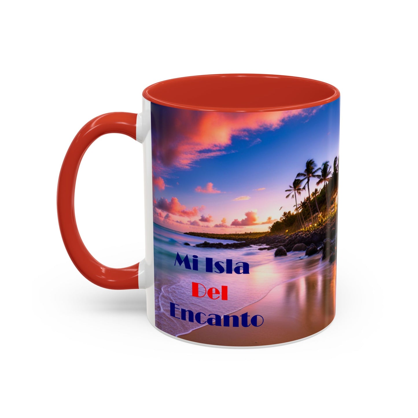 Beach view, Colorful Accent Mugs, 11oz