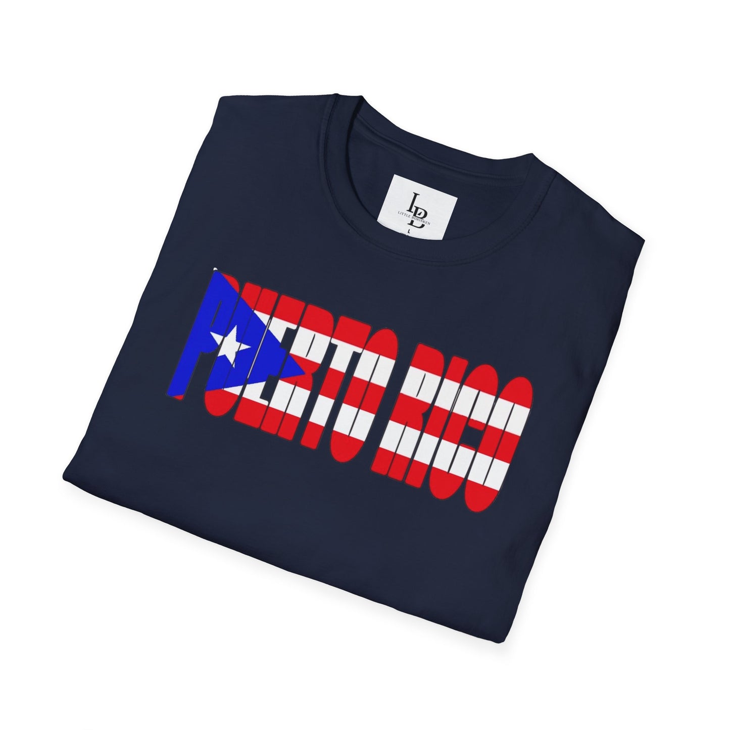 Puerto Rico Font Flag, Unisex Softstyle T-Shirt