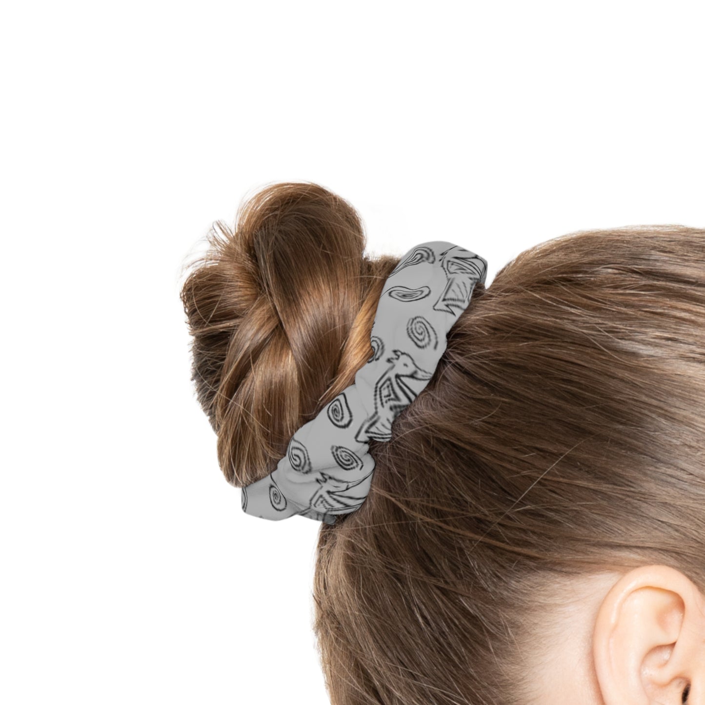 Taino Symbols 2 Light Gray Bg, Scrunchie