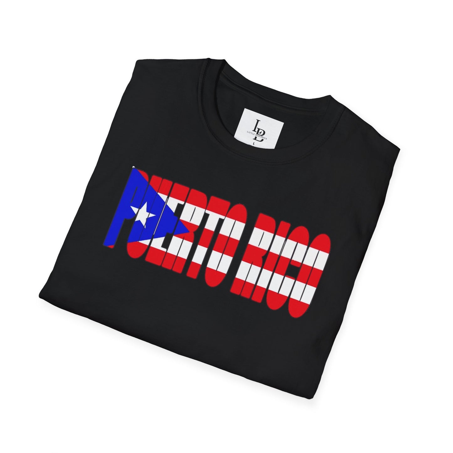Puerto Rico Font Flag, Unisex Softstyle T-Shirt