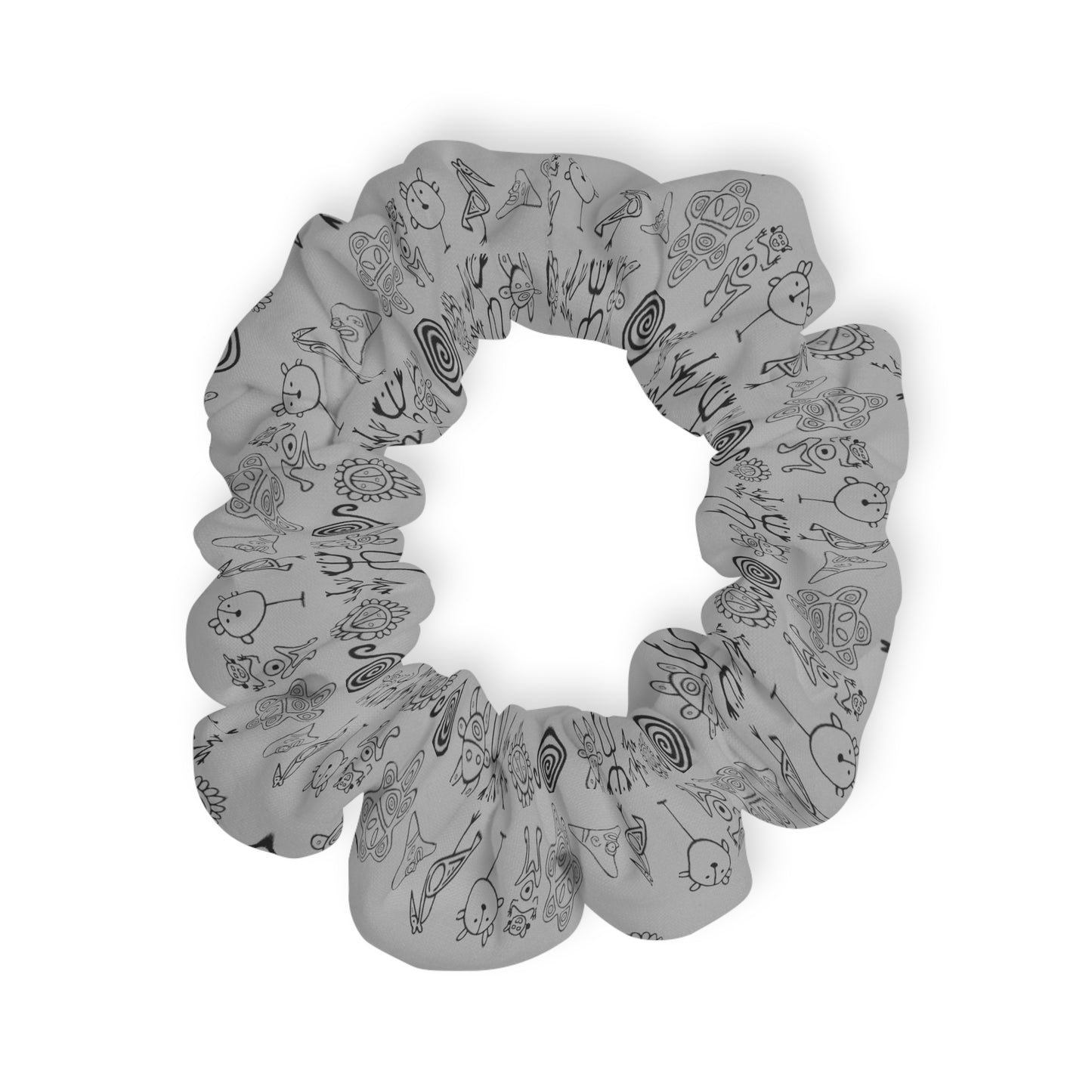 Taino Symbols Light Gray Bg, Scrunchie