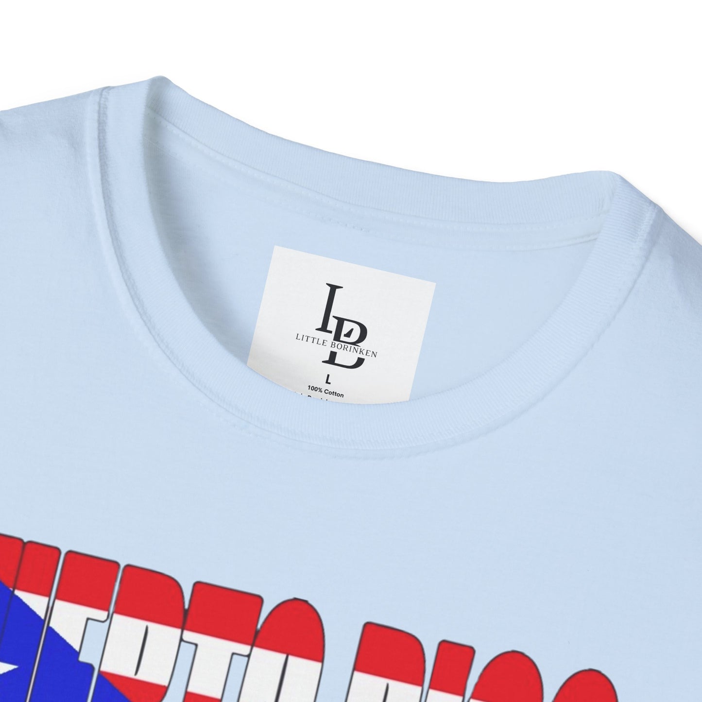 Puerto Rico Font Flag, Unisex Softstyle T-Shirt