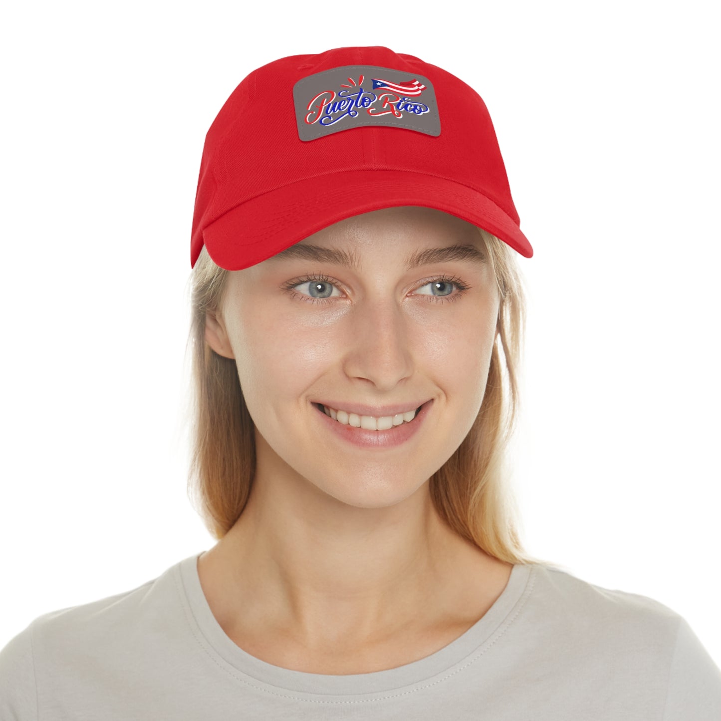 Puerto Rico w/Flag, Hat with Leather Patch (Rectangle)
