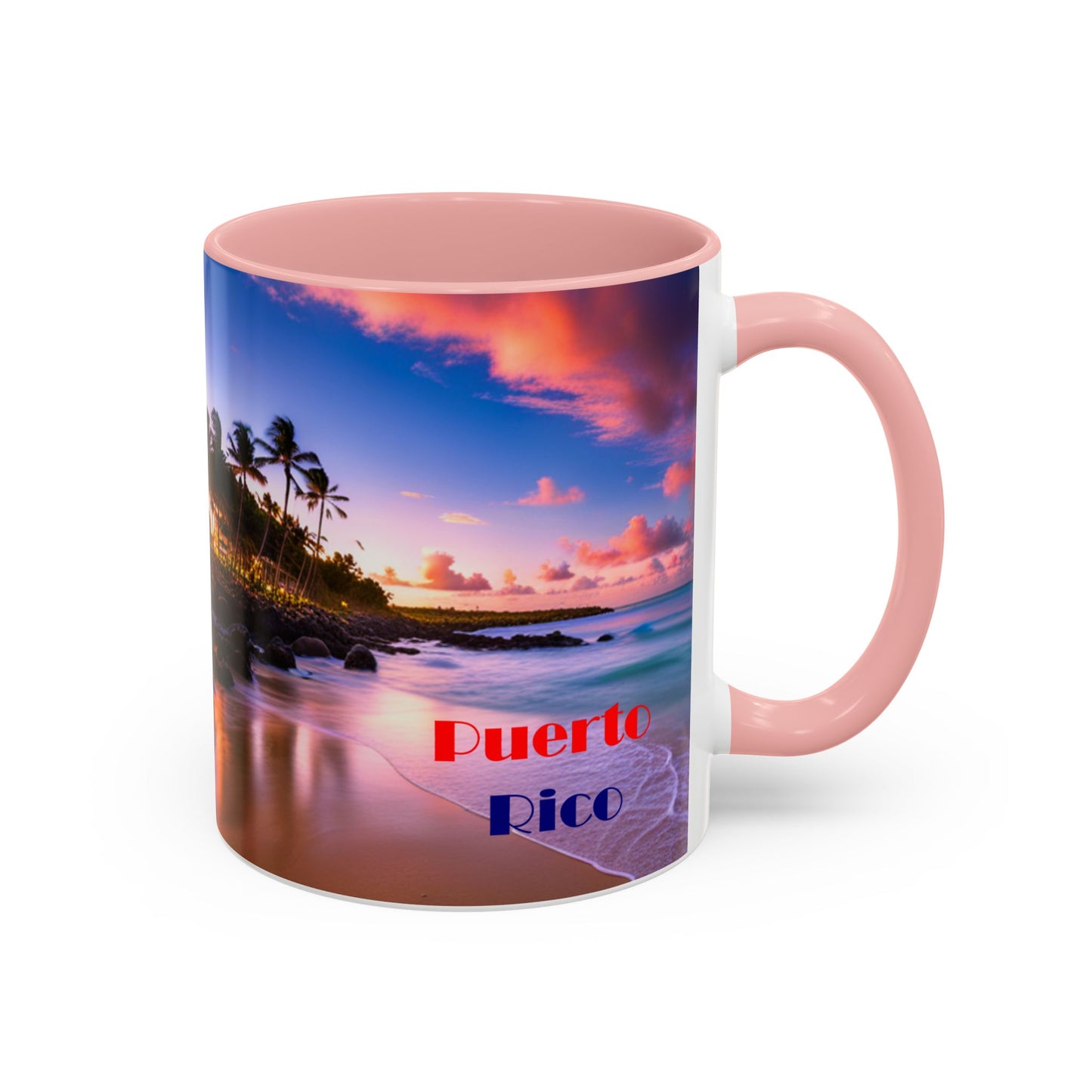 Beach view, Colorful Accent Mugs, 11oz