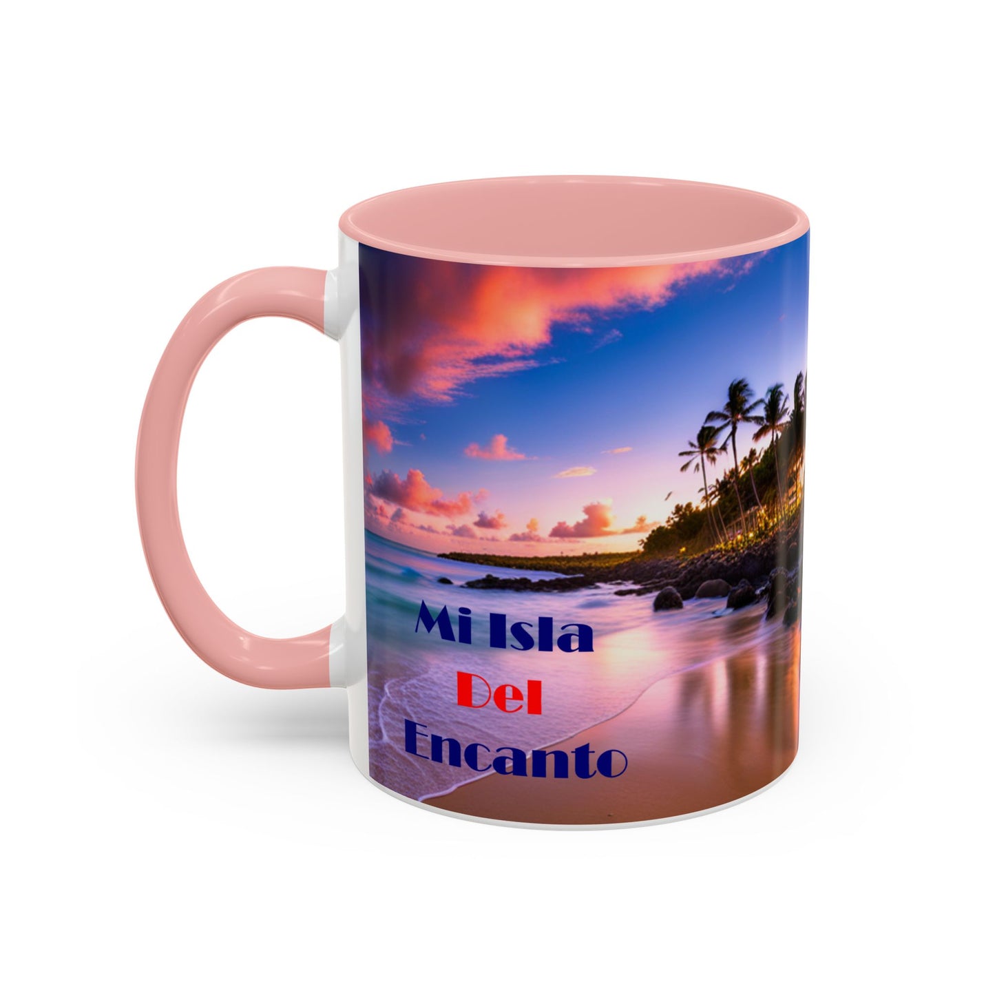 Beach view, Colorful Accent Mugs, 11oz