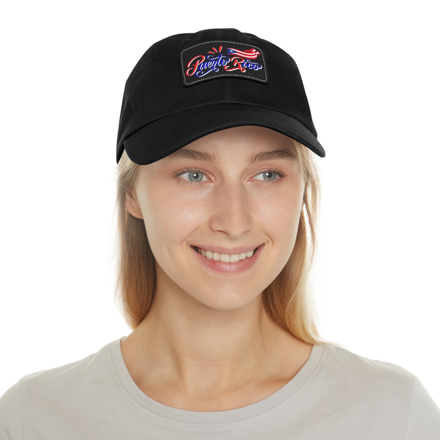 Puerto Rico w/Flag, Hat with Leather Patch (Rectangle)
